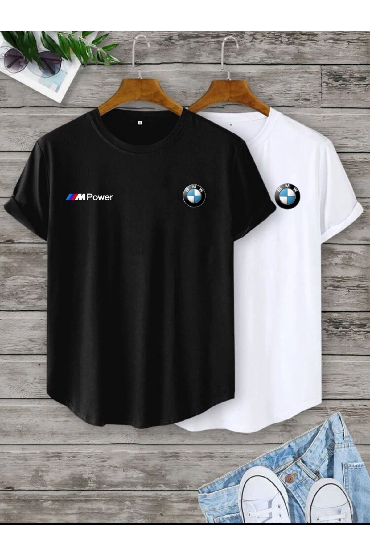NEW TRENDY COLLECTİON Yeni Sezon Bmw M Power Baskılı Tshirt 2 Adet Set