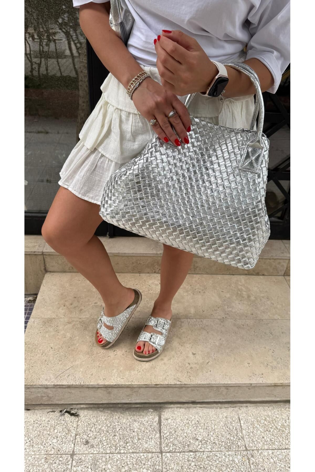 by emine eren emotion shoes Rue Kristal Taşlı Hasır Terlik