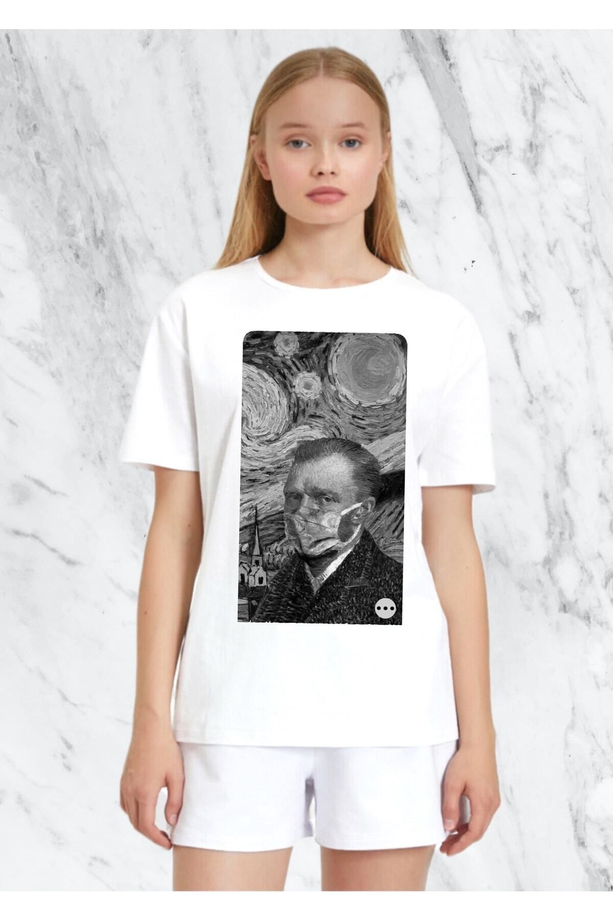 donamod Erkek Covid Maske Tasarım Sanatsal Regular Tshirt