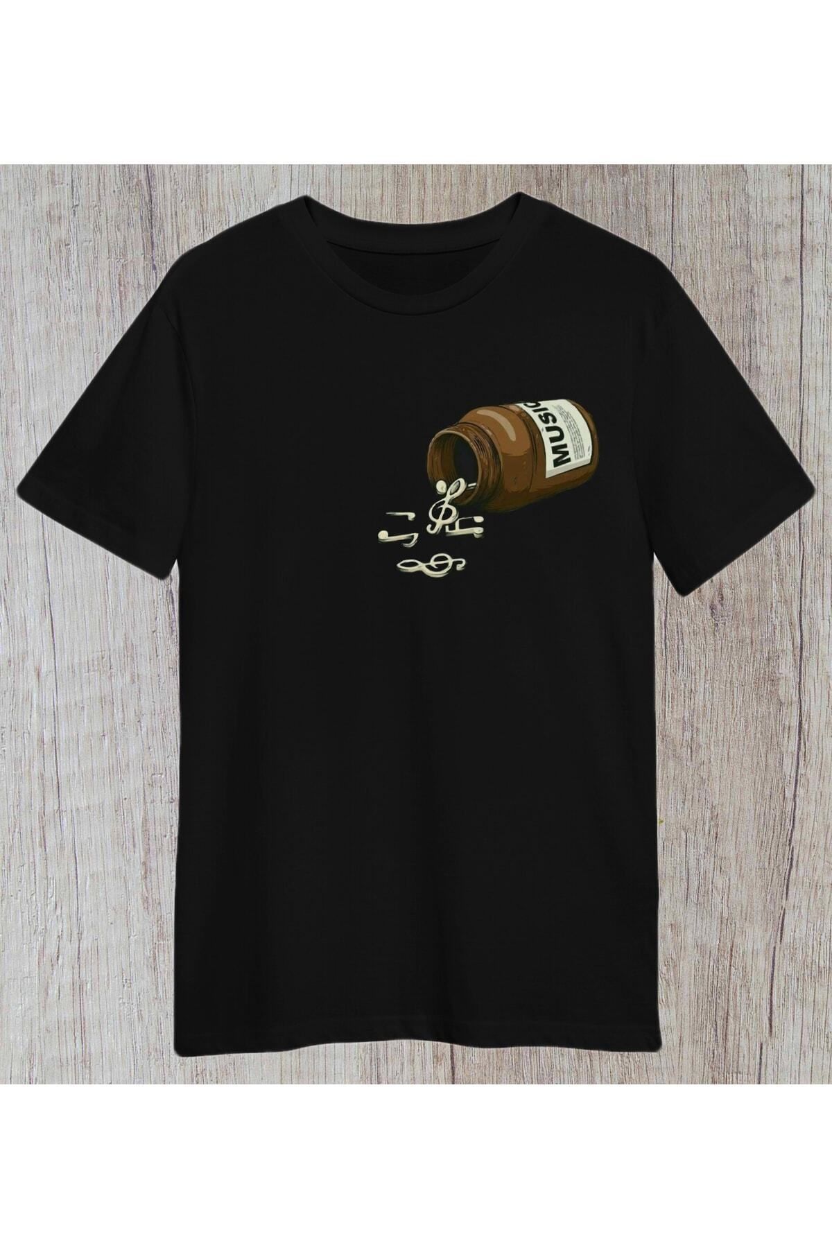 donamod Regular Unisex Müzik Sakinleştirici Siyah Tshirt