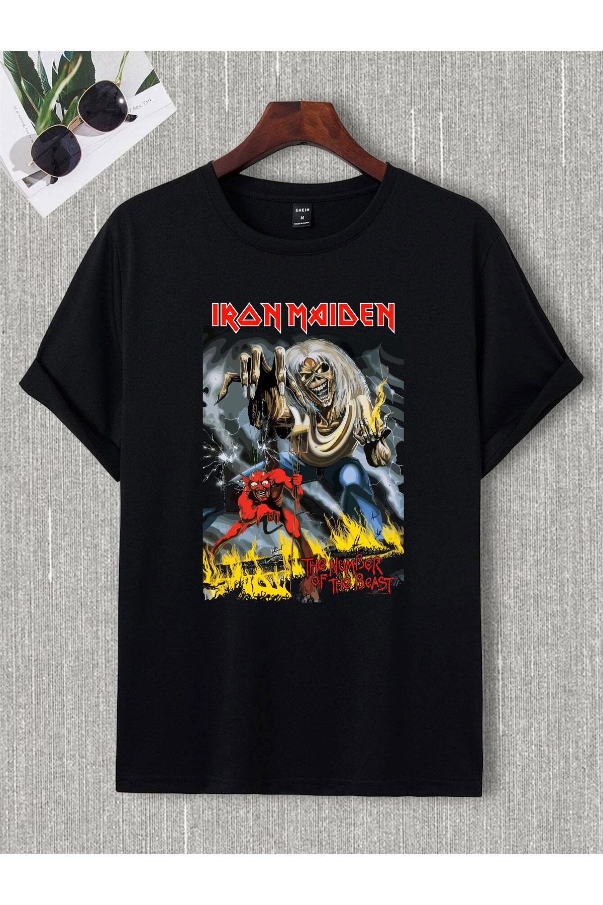 donamod Unisex Oversize Iron Madıen Black Sabbath Ac Dc Metallıca Pantera Slipknot Rock Metal Tişört T shirt