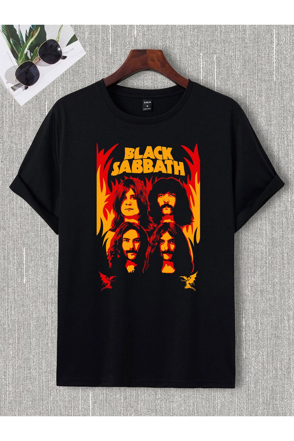 donamod Unisex Oversize Black Sabbath Ac Dc Iron Madıen Metallıca Pantera Slipknot Rock Metal Tişört T shirt