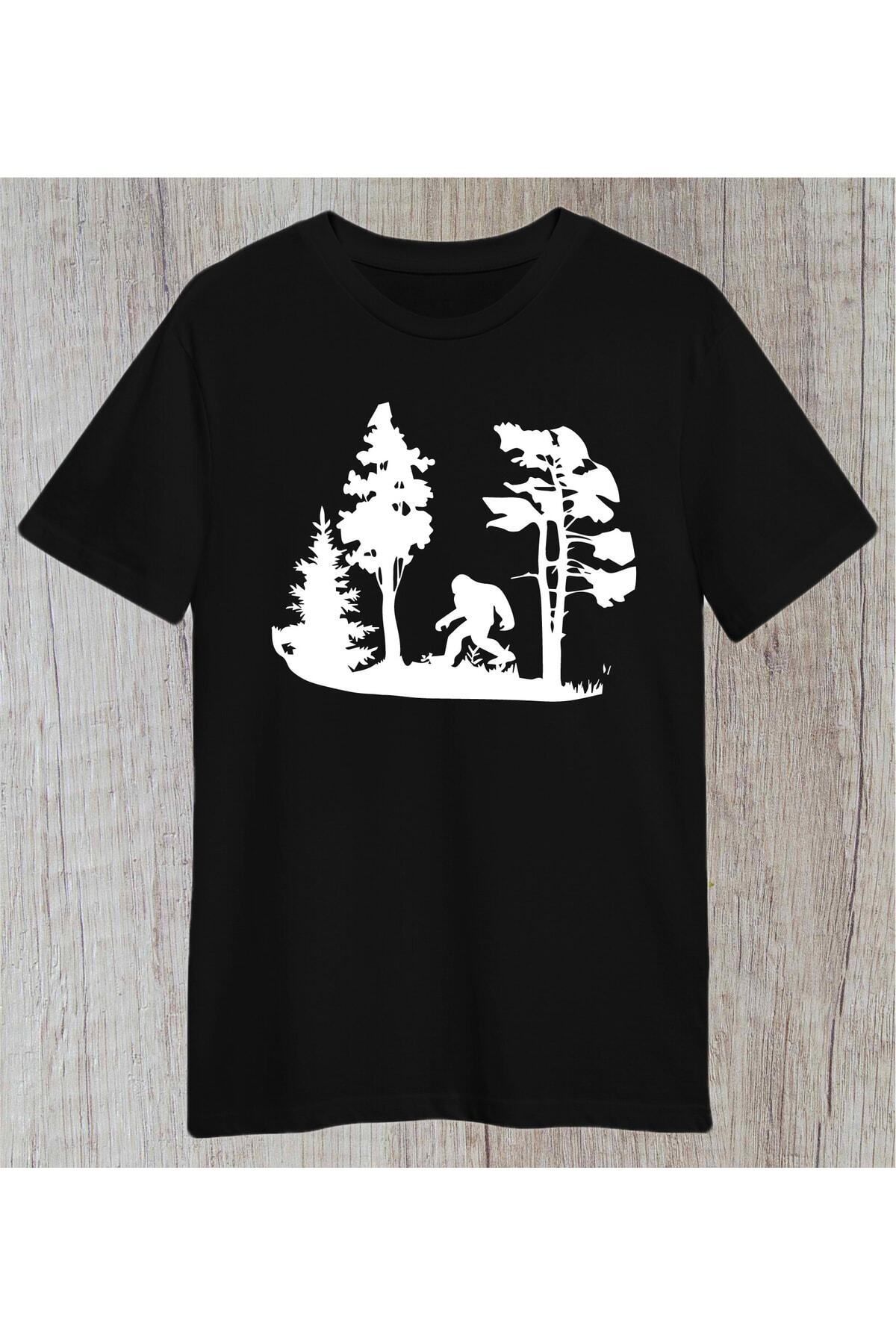 donamod Unisex Dev Ayak Kamp Çadır Orman Dağ Gezi Tasarımlı Regular Tshirt
