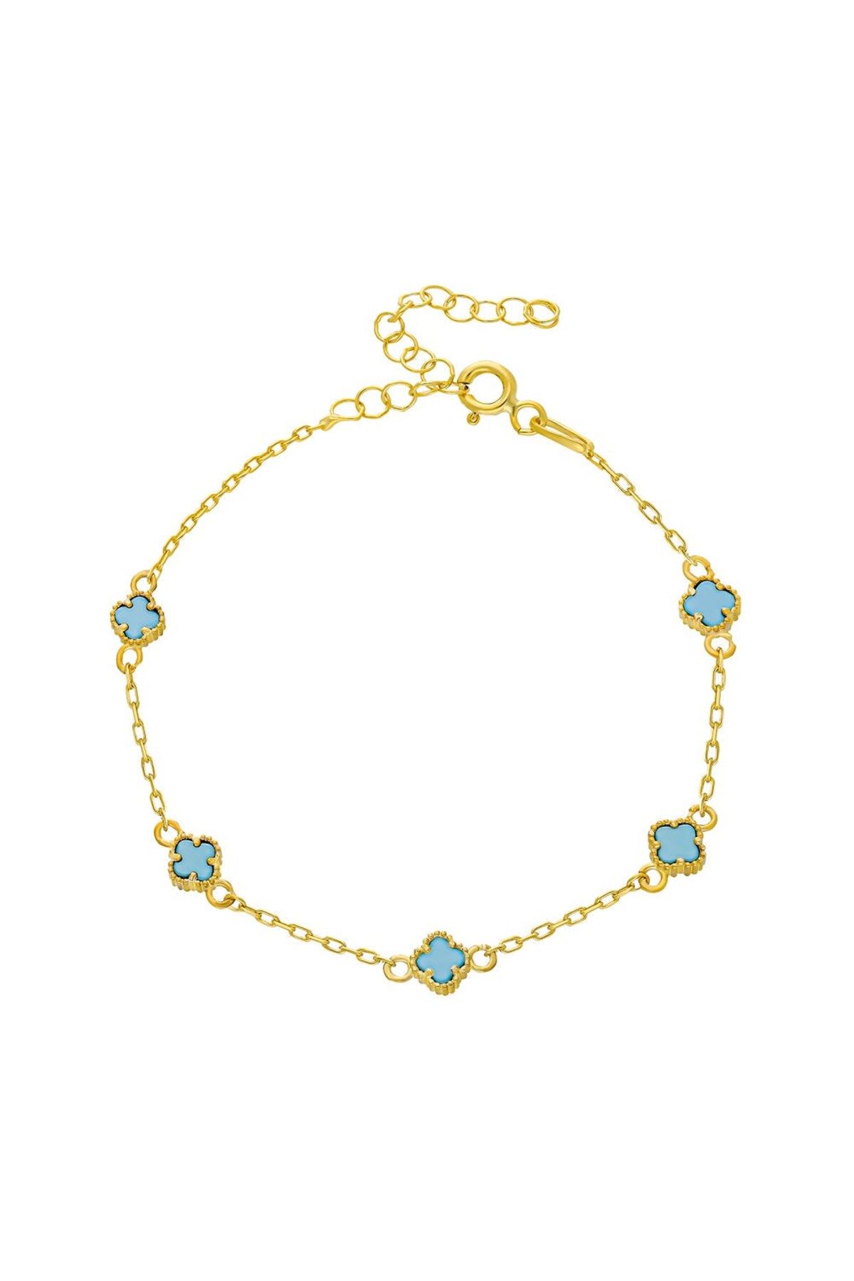 beonejewelry TURKUAZ TAŞLI ÇOKLU YONCA BİLEKLİK | 925 GÜMÜŞ