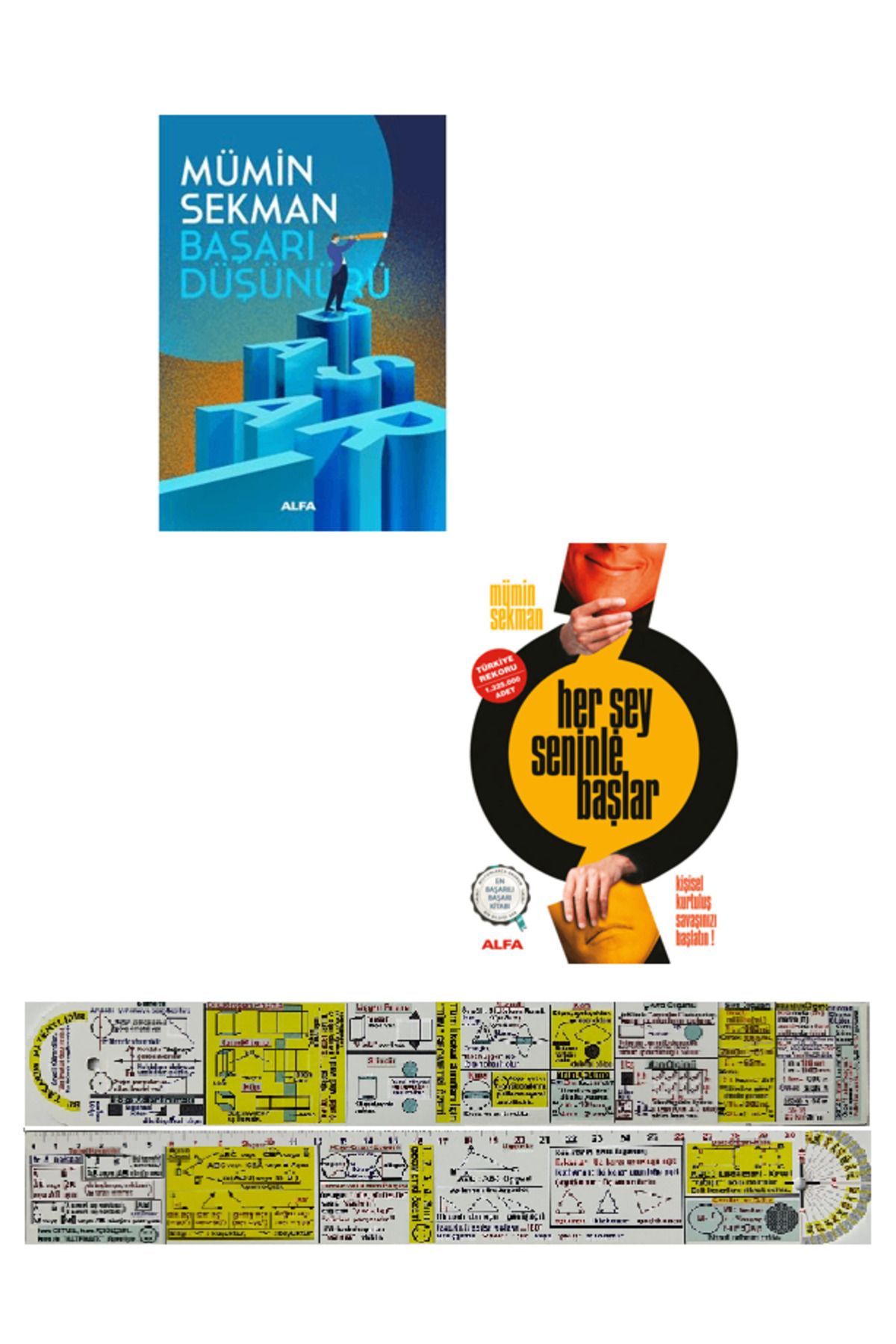 Alfa Yayınları Mümin Sekman 2 Kitap / Başarı Düşünürü + Her Şey Seninle Başlar + Mat. Cetvel