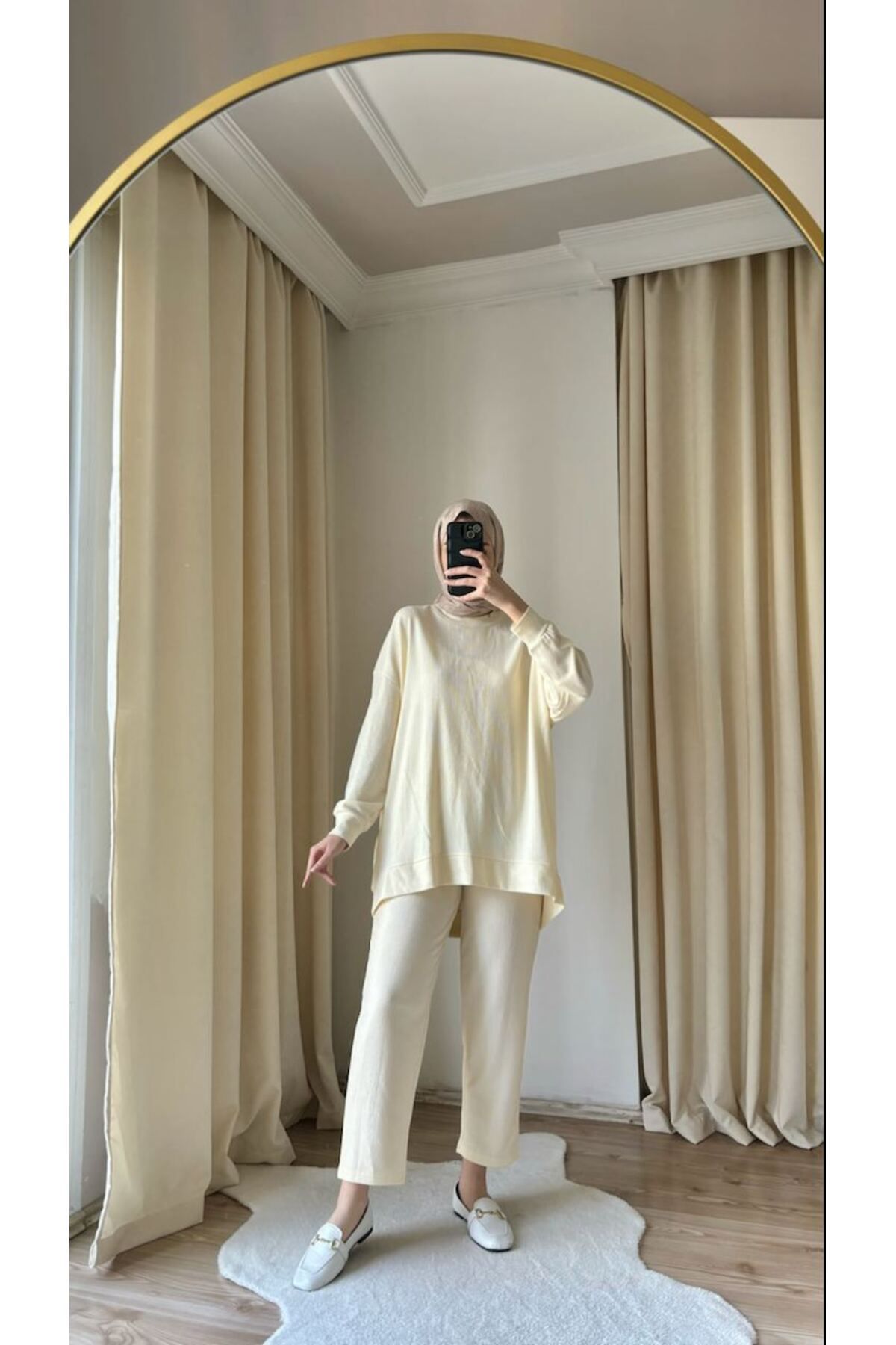 Suede Style 9105 - Şık Rahat Kadın Özel İnce Kumaş Pantolon Bluz Takımı