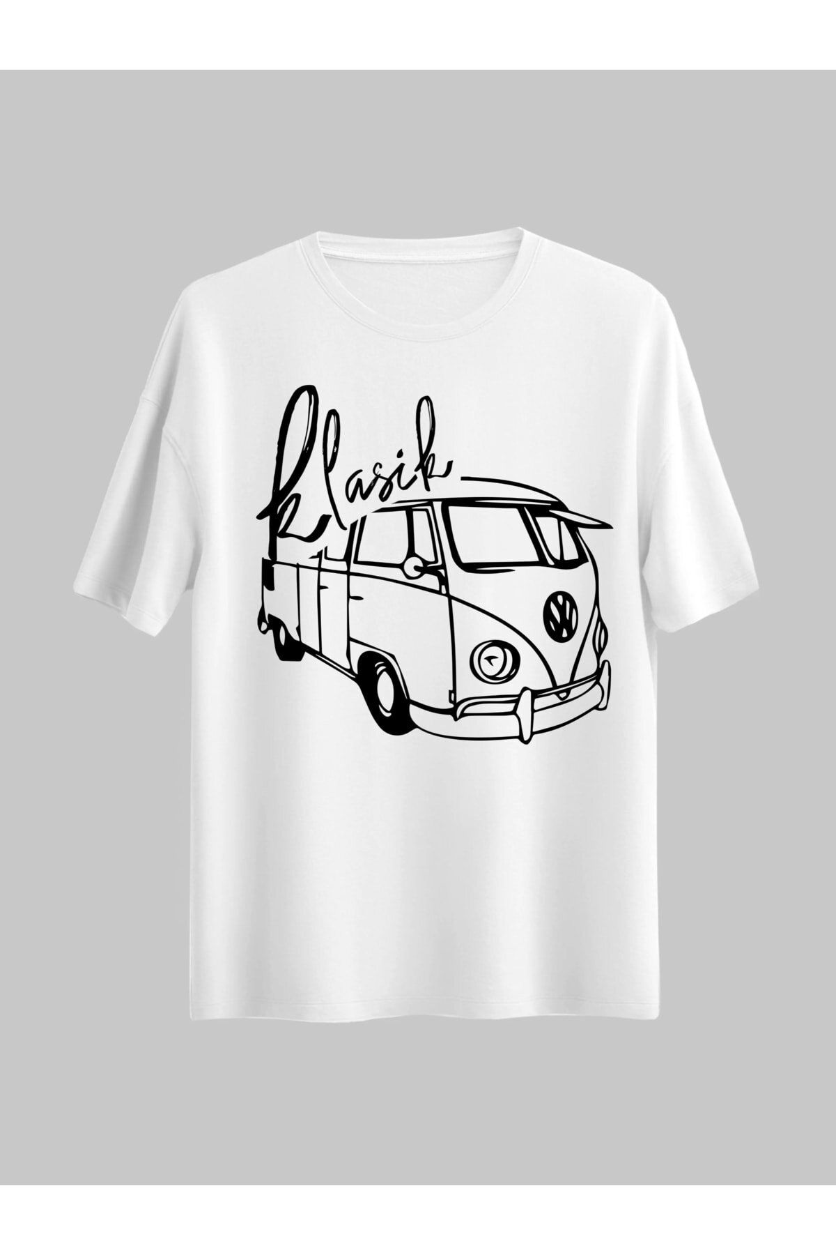 donamod Unisex Klasik Vosvos Beyaz Regular Tshirt