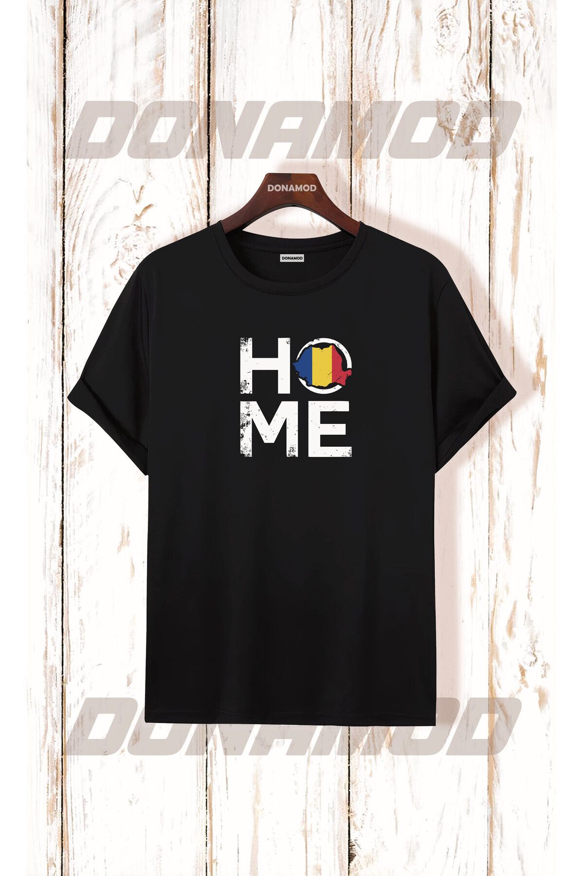 donamod Romania Romanya Logo Bayrak Mavi Sarı Kırmızı Bayram Hediye Doğum Günü Siyah Beyaz Tişört T shirt