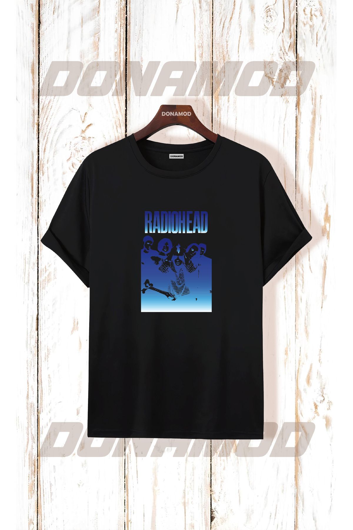 donamod Siyah Beyaz Oversize Radiohead Rammstein Angel Opeth Burzum Rock Metal Black Müzik Tişört T shirt