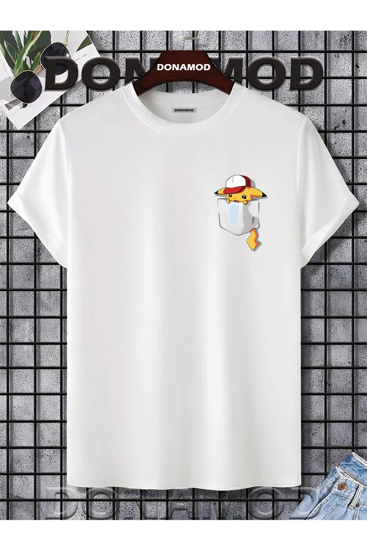 donamod Pikachu Pikaçu Pokemon Maske Çizgi Film Sarı Tasarımlı Hediye Arkadaş Tişört T shirt