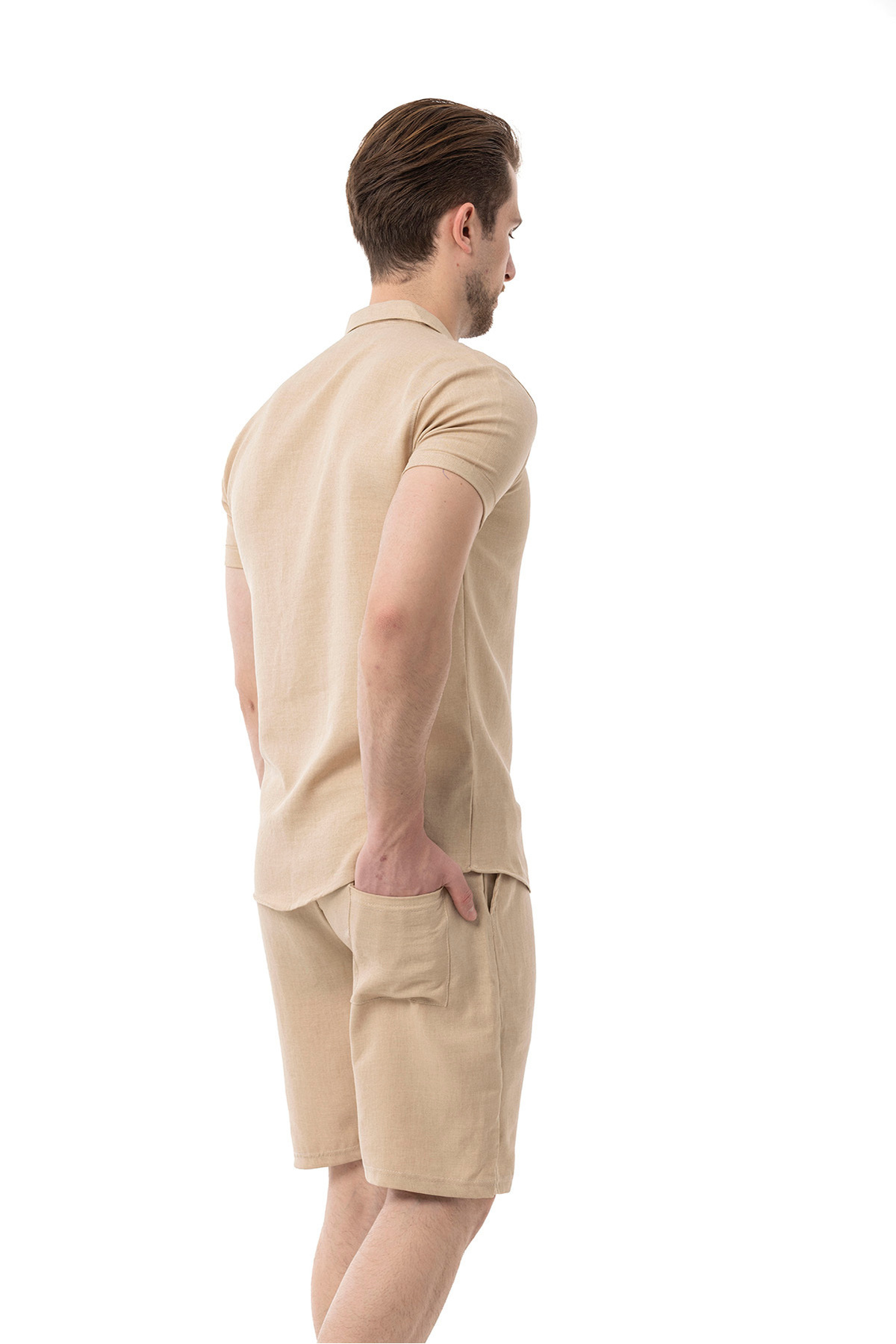 monox  Erkek Mekanik Keten Şort - Görsel 4