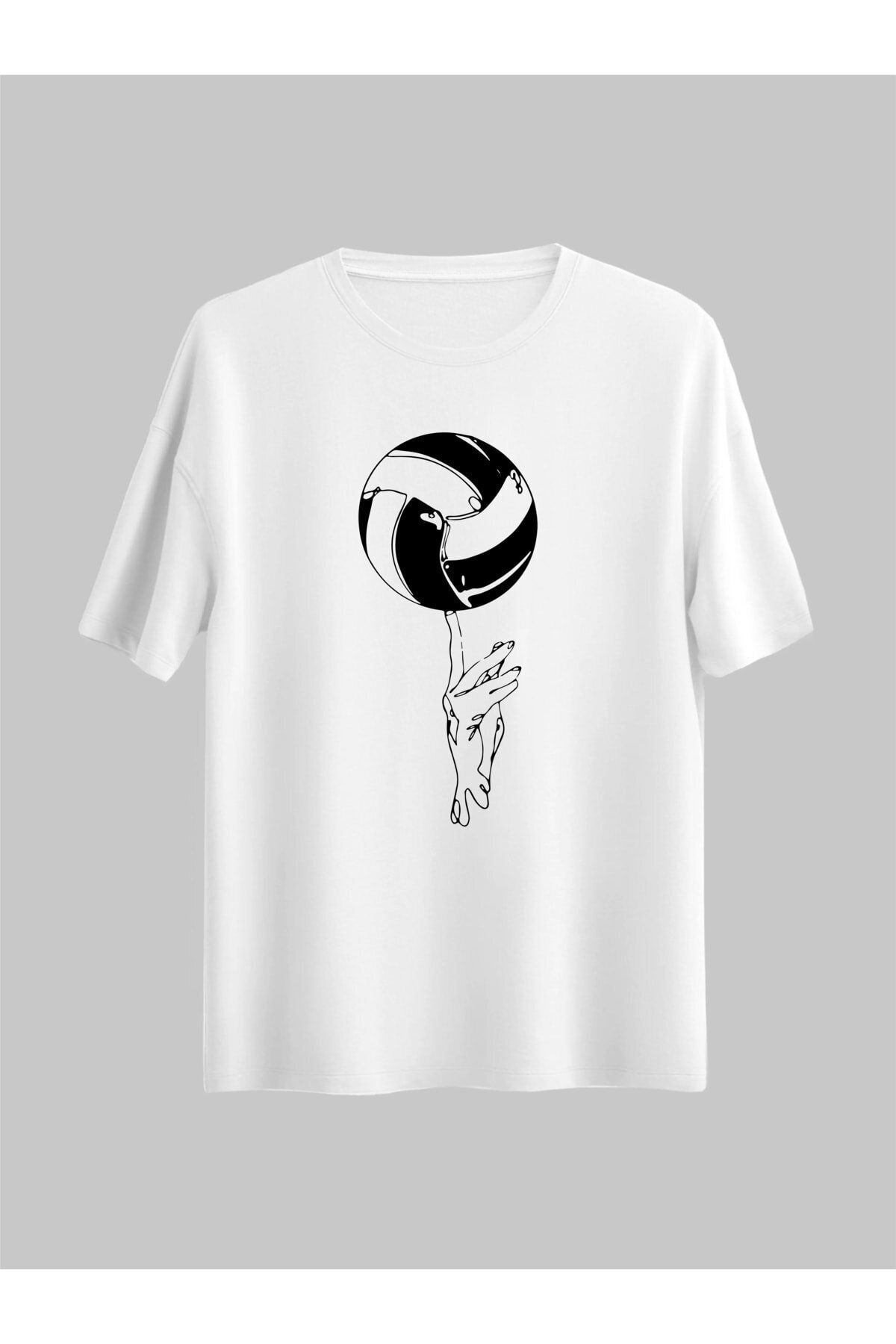 donamod Voleybol Çizgisel El Tasarım / Voleybolcu Top / Spor Hediye / Kombin Unisex Regular Tshirt