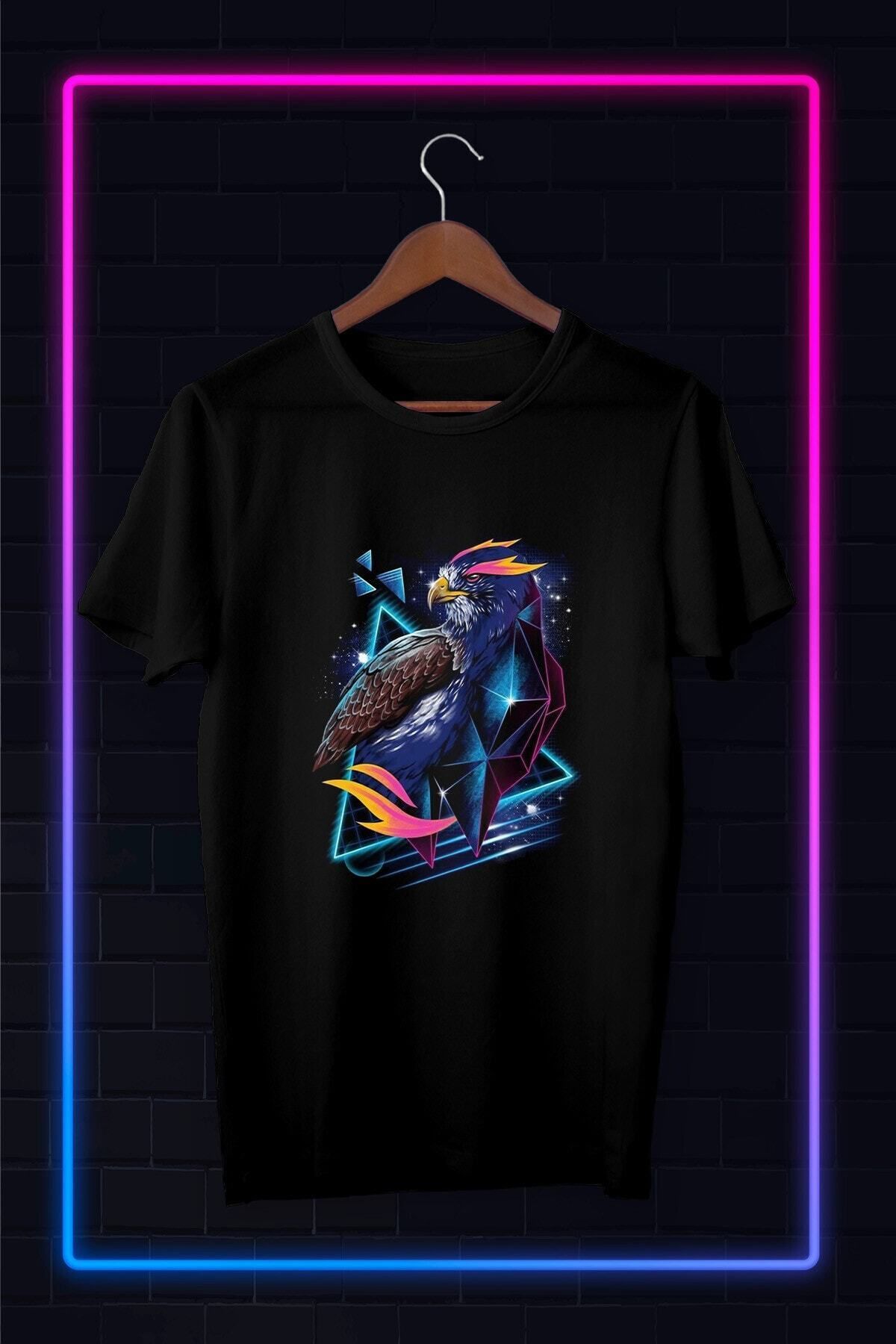 donamod Siyah -unisex -ınterestıng Bırd-ıllustrasyon Çizim-
