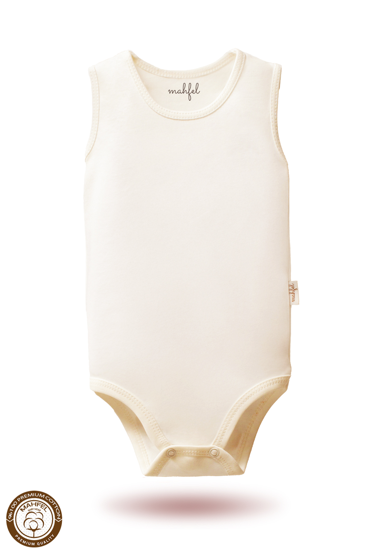 MAHFEL %100 Organik Pamuklu Çıtçıtlı Kolsuz Bebek Body Zıbın fotoğrafı 4 (önizleme)