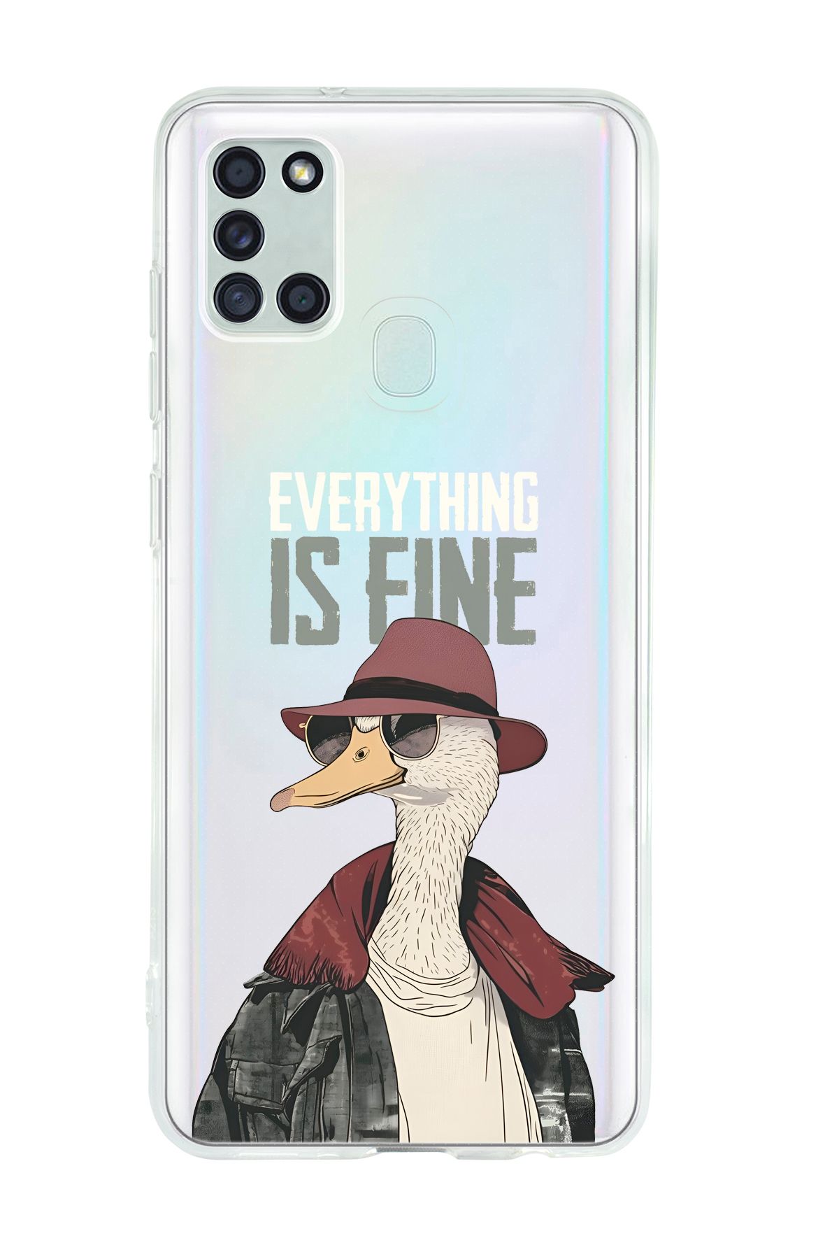 mooodcase Galaxy A21s Uyumlu Everything is Fine Desenli Şeffaf Silikonlu Telefon Kılıfı