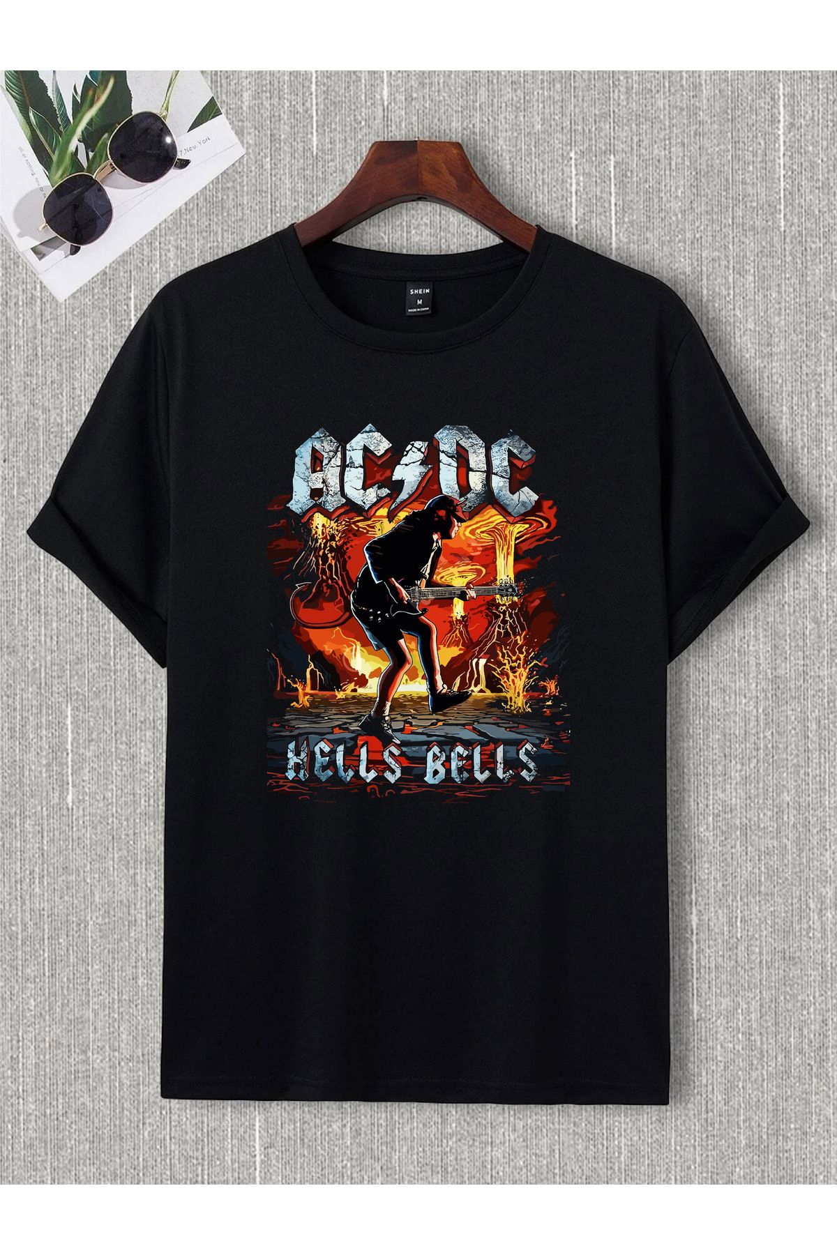 donamod Unisex Oversize Ac Dc Black Sabbath Iron Madıen Metallıca Pantera Slipknot Rock Metal Tişört T shirt