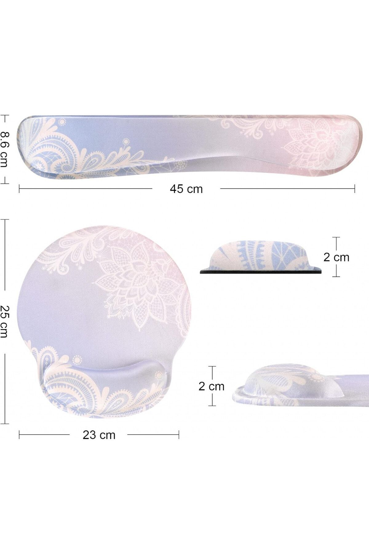 Haocoo-Mousepad And Wrist Rest Set, Memory Foam/pu Rubber, Pink/white/purple 4