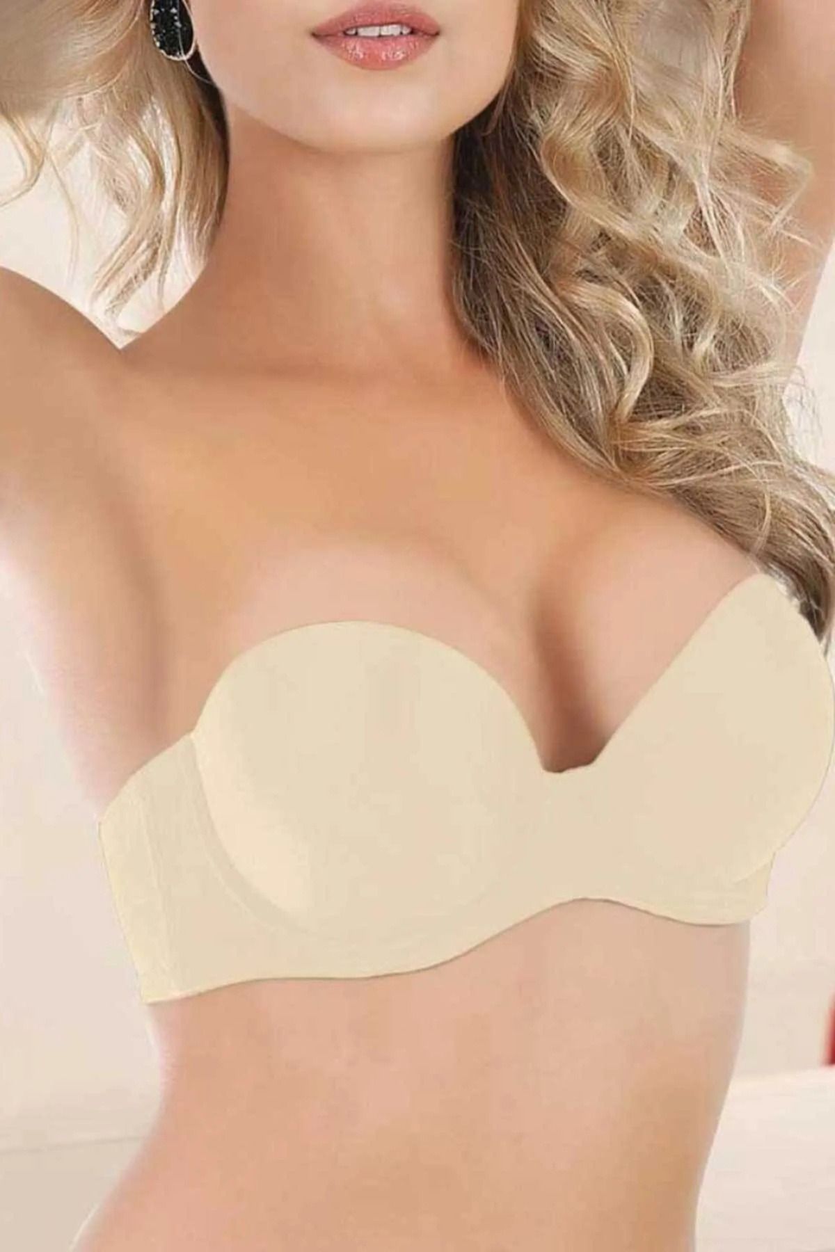 Mavelle Kadın Ten Double Destekli Push-Up Straplez Sütyen