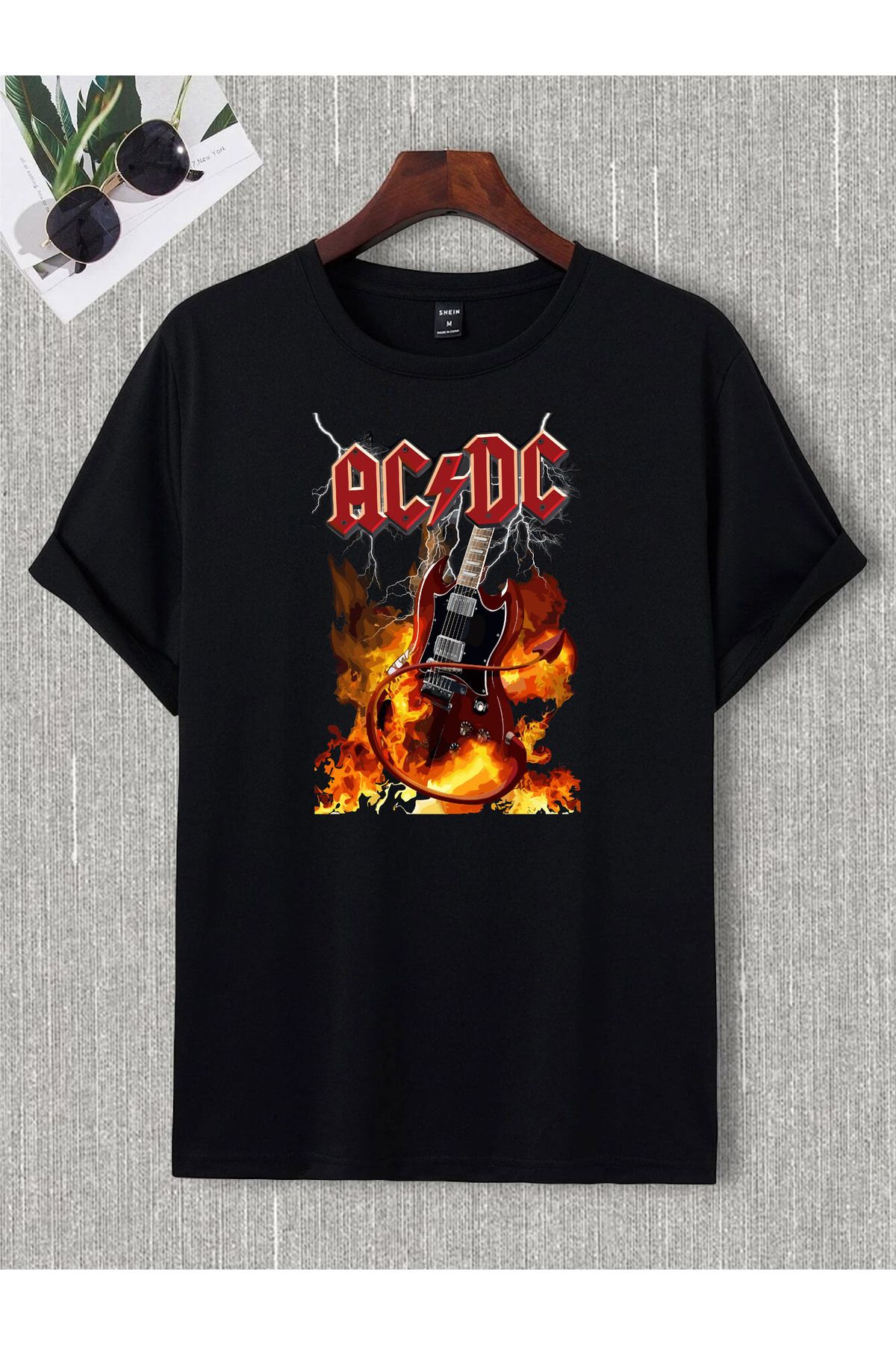 donamod Unisex Oversize Ac Dc Black Sabbath Iron Madıen Metallıca Pantera Slipknot Rock Metal Tişört T shirt