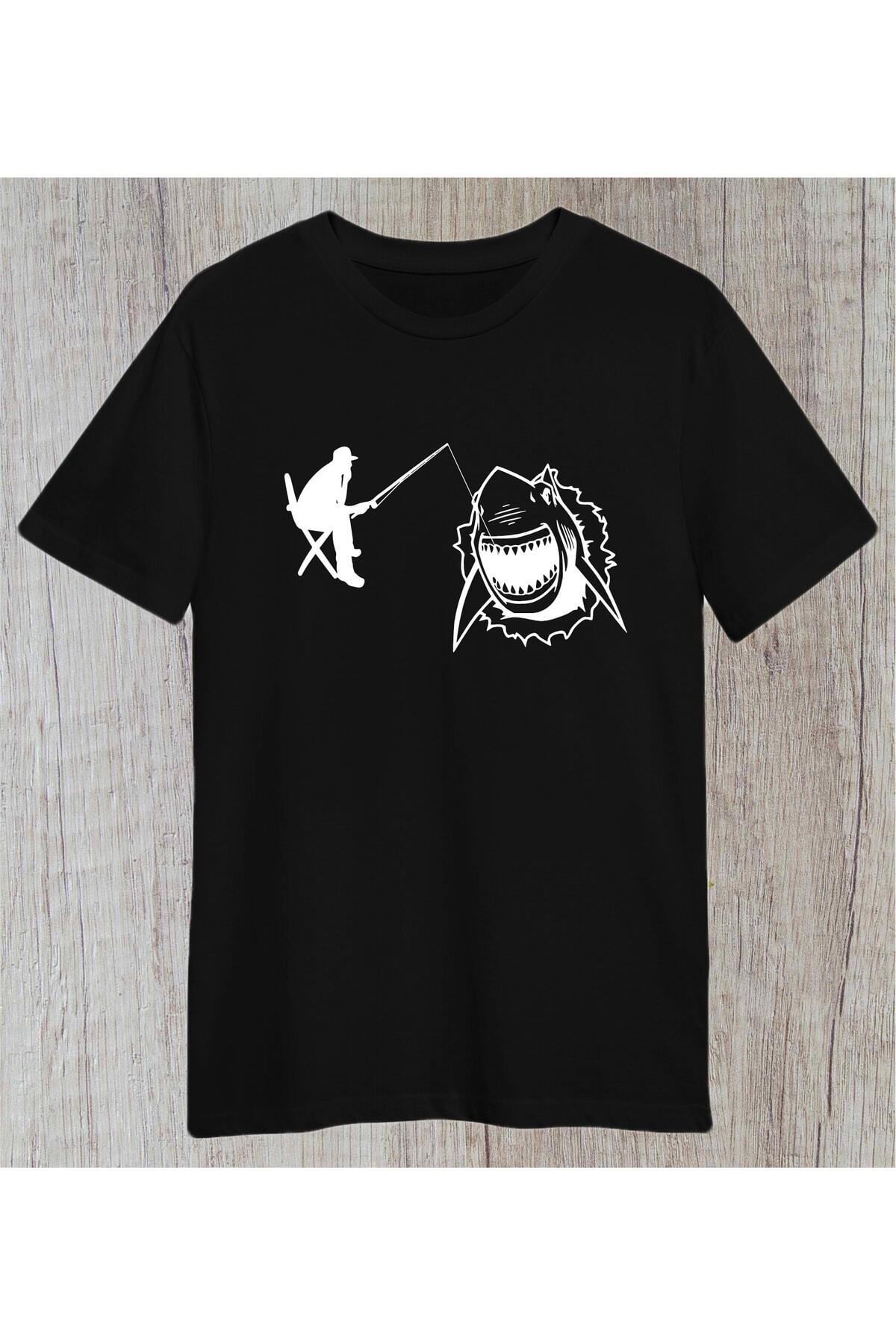 donamod Balıkçı Balık Tutma Tasarım - Köpek Balığı Gezi Tatil - Deniz Kamp Unisex Regular Tshirt