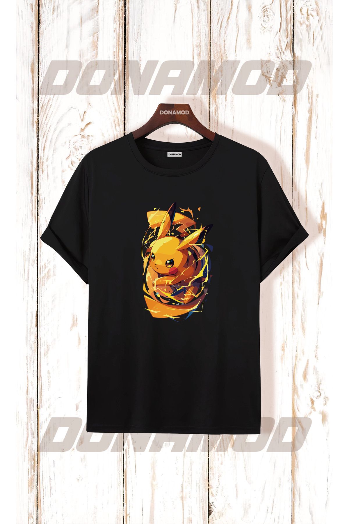 donamod Pikachu Pikaçu Pokemon Maske Çizgi Film Sarı Tasarımlı Hediye Arkadaş Tişört T shirt