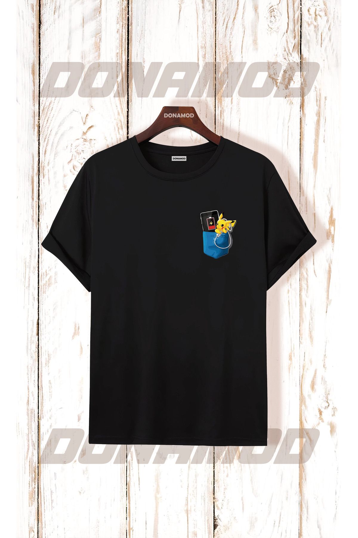 donamod Pikachu Pikaçu Pokemon Maske Çizgi Film Sarı Tasarımlı Hediye Arkadaş Tişört T shirt