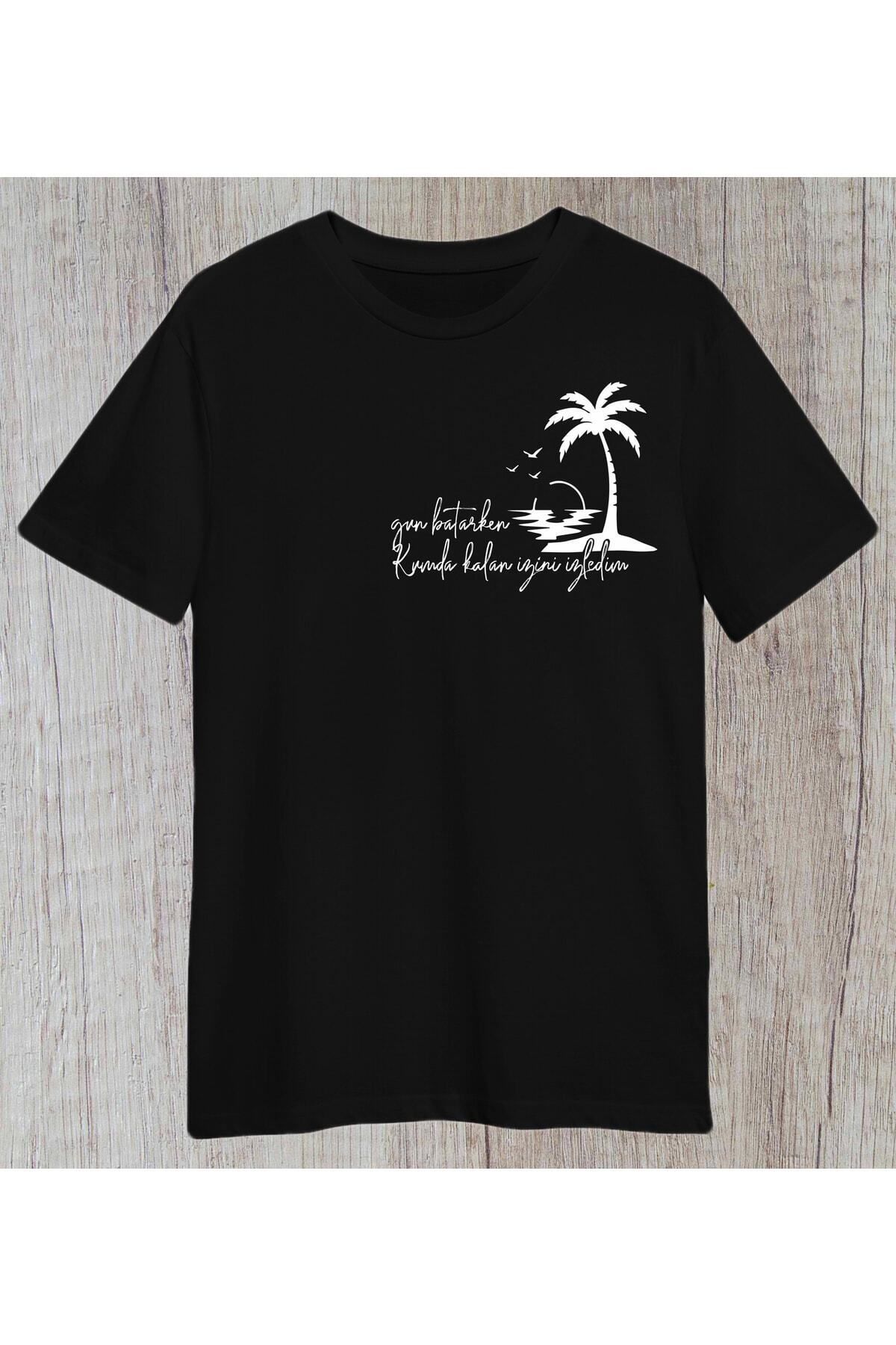 donamod Regular Unisex Gün Batımı Siyah Tshirt