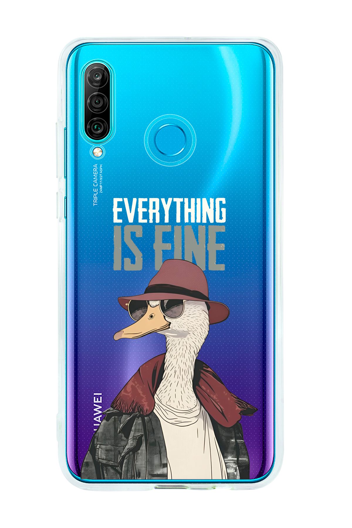 mooodcase Huawei P30 Lite Uyumlu Everything is Fine Desenli Şeffaf Silikonlu Telefon Kılıfı