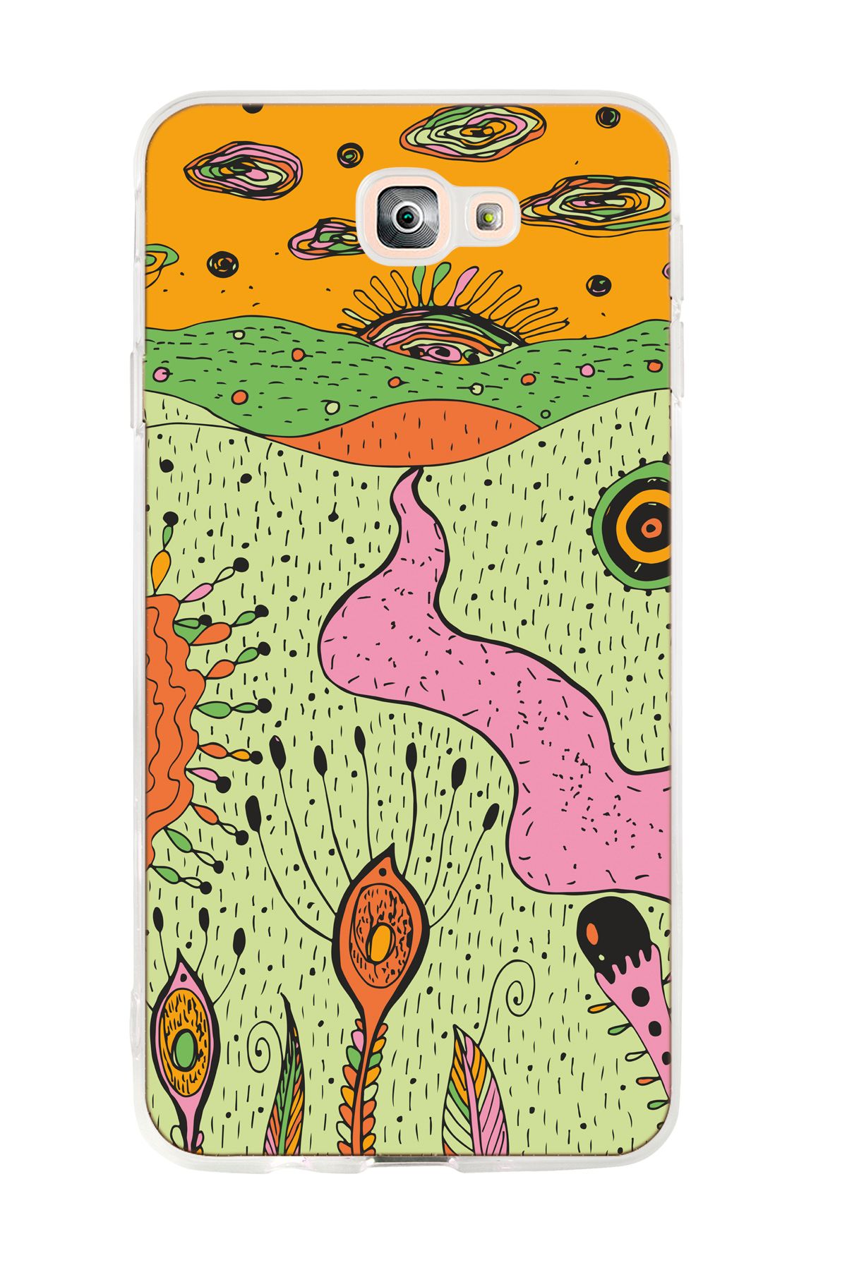 mooodcase Galaxy J7 Prime Uyumlu Renkli Düşler Desenli Şeffaf Silikonlu Telefon Kılıfı