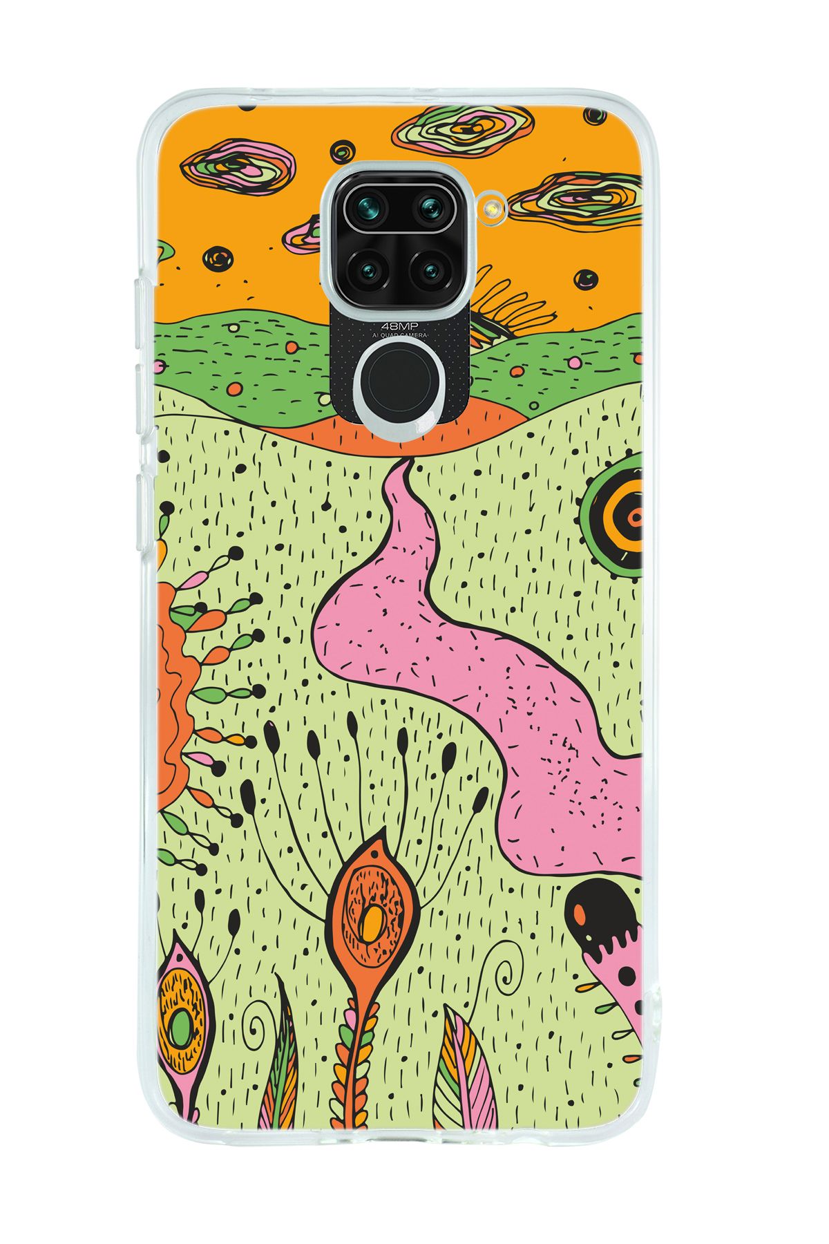 mooodcase Xiaomi Redmi Note 9 Uyumlu Renkli Düşler Desenli Şeffaf Silikonlu Telefon Kılıfı
