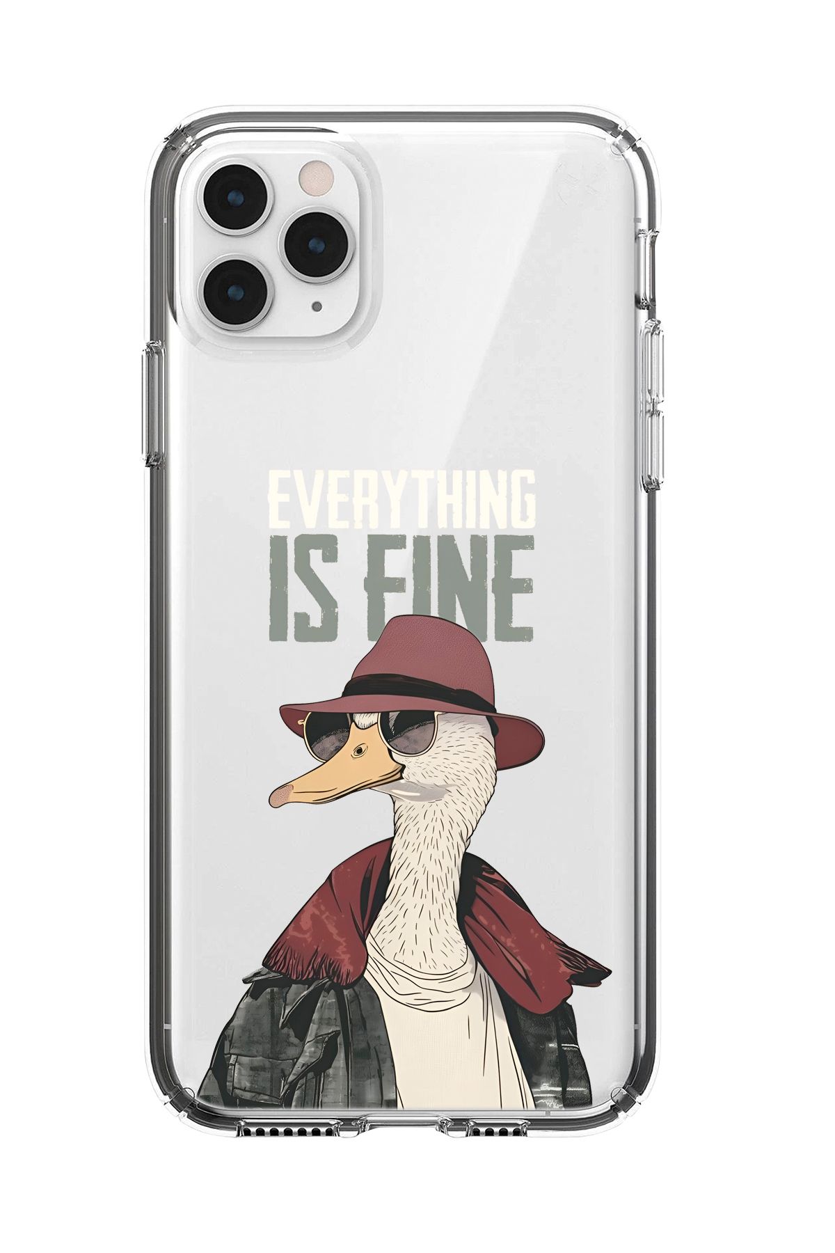 mooodcase iPhone 11 Pro Max Uyumlu Everything is Fine Desenli Şeffaf Silikonlu Telefon Kılıfı