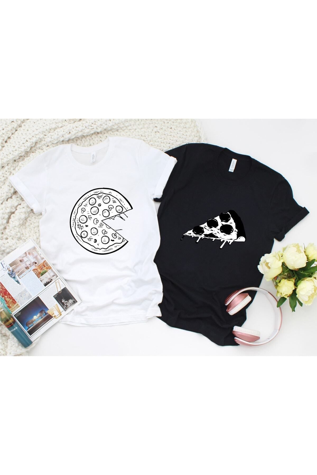 donamod Pizza Dilimli Çift Kombini Unisex Regular Tshirt