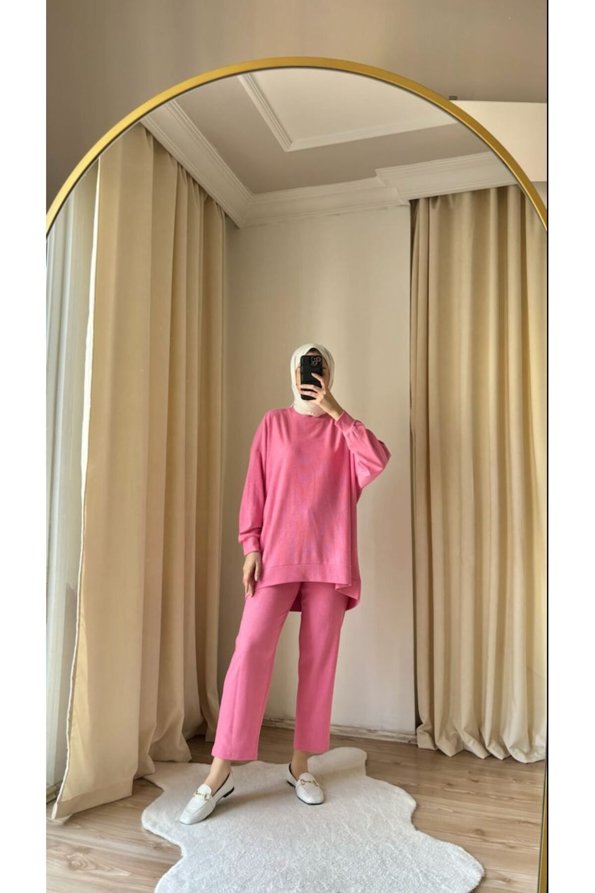 Suede Style 9105 - Şık Rahat Kadın Özel İnce Kumaş Pantolon Bluz Takımı