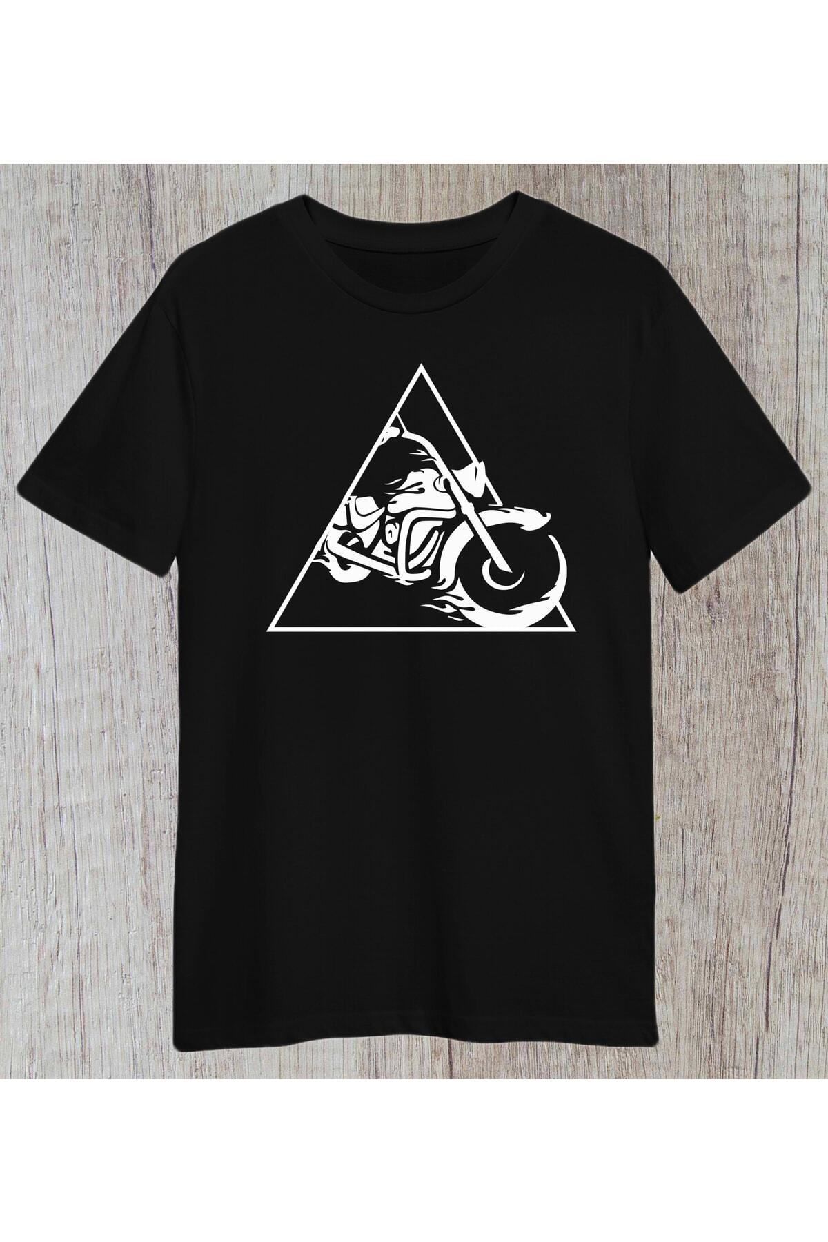 donamod Regular Unisex Chopper Motor Tasarımlı Siyah Tshirt