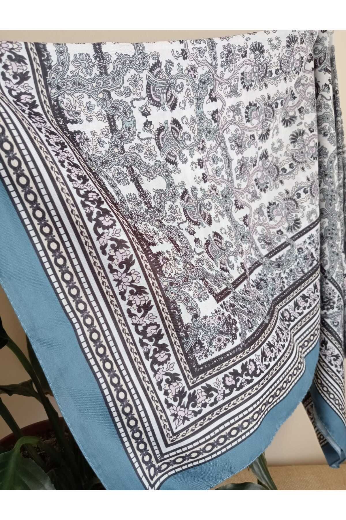 Sina İpek Pamuklu Etnik Desenli Şal