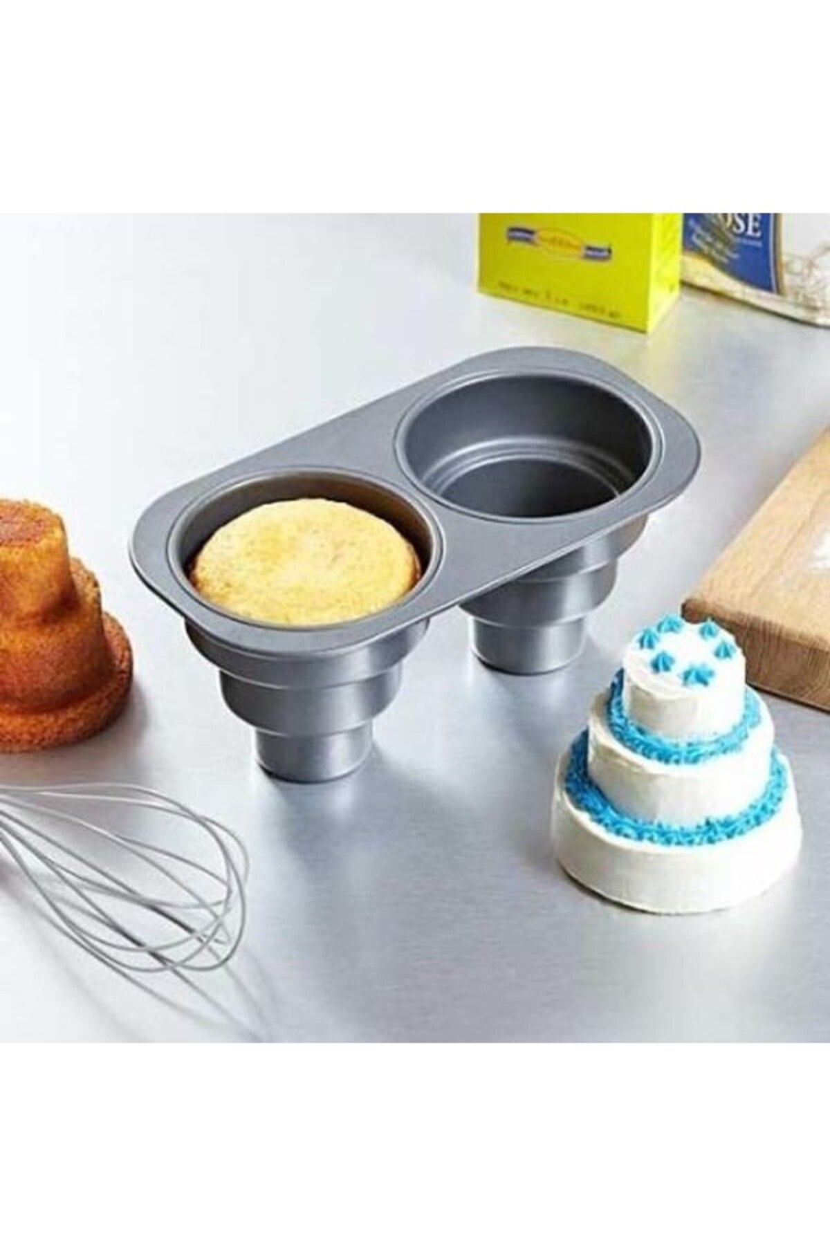 Siliko World 3 Katlı 2 li Teflon Kek Pasta Kalıbı