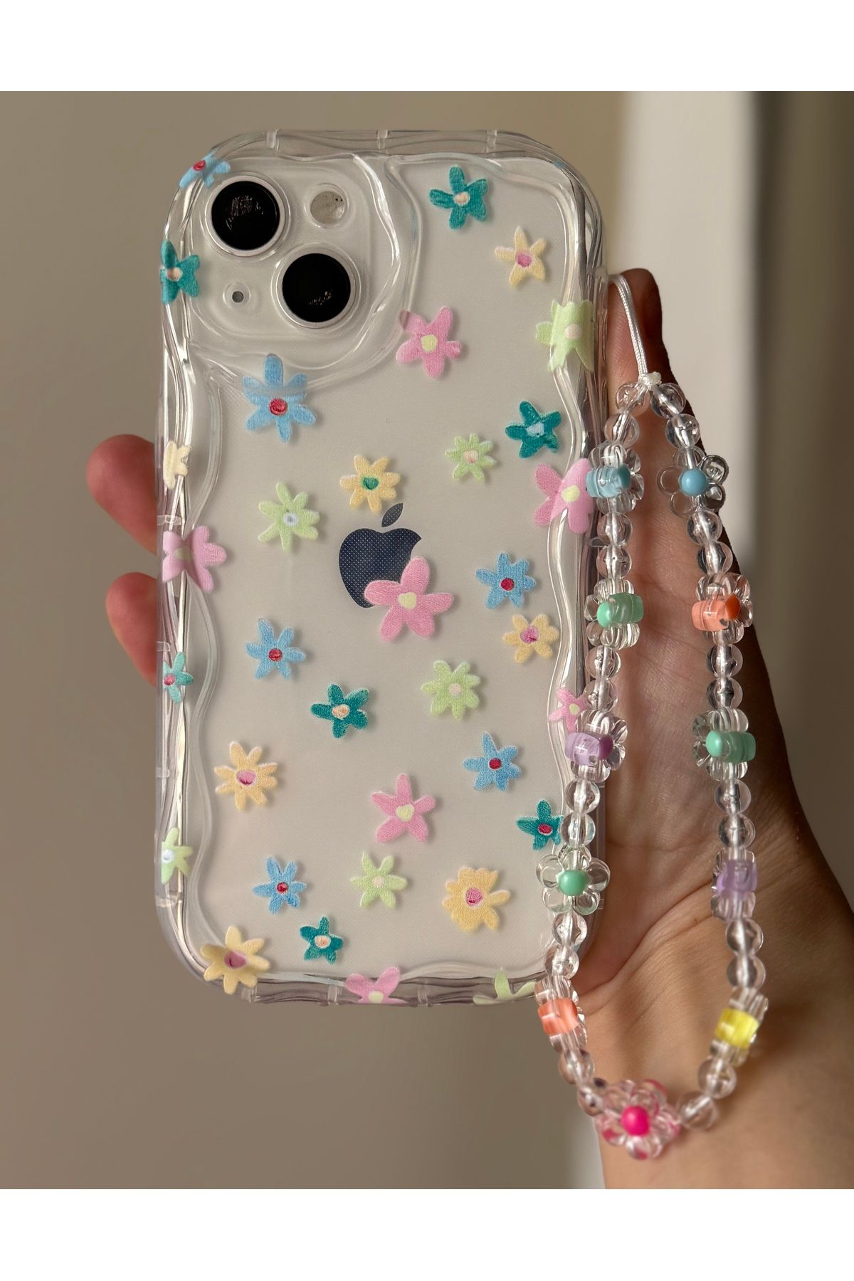 FİŞNEİLETİŞİM İPHONE 13 UYUMLU ÇİÇEK DESENLİ CHARMLI KILIF