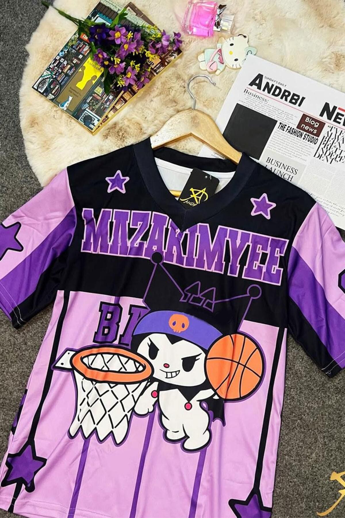 BALİNA Mor Kuromi Mazakimyee Basketball Unisex T-shirt -BLN