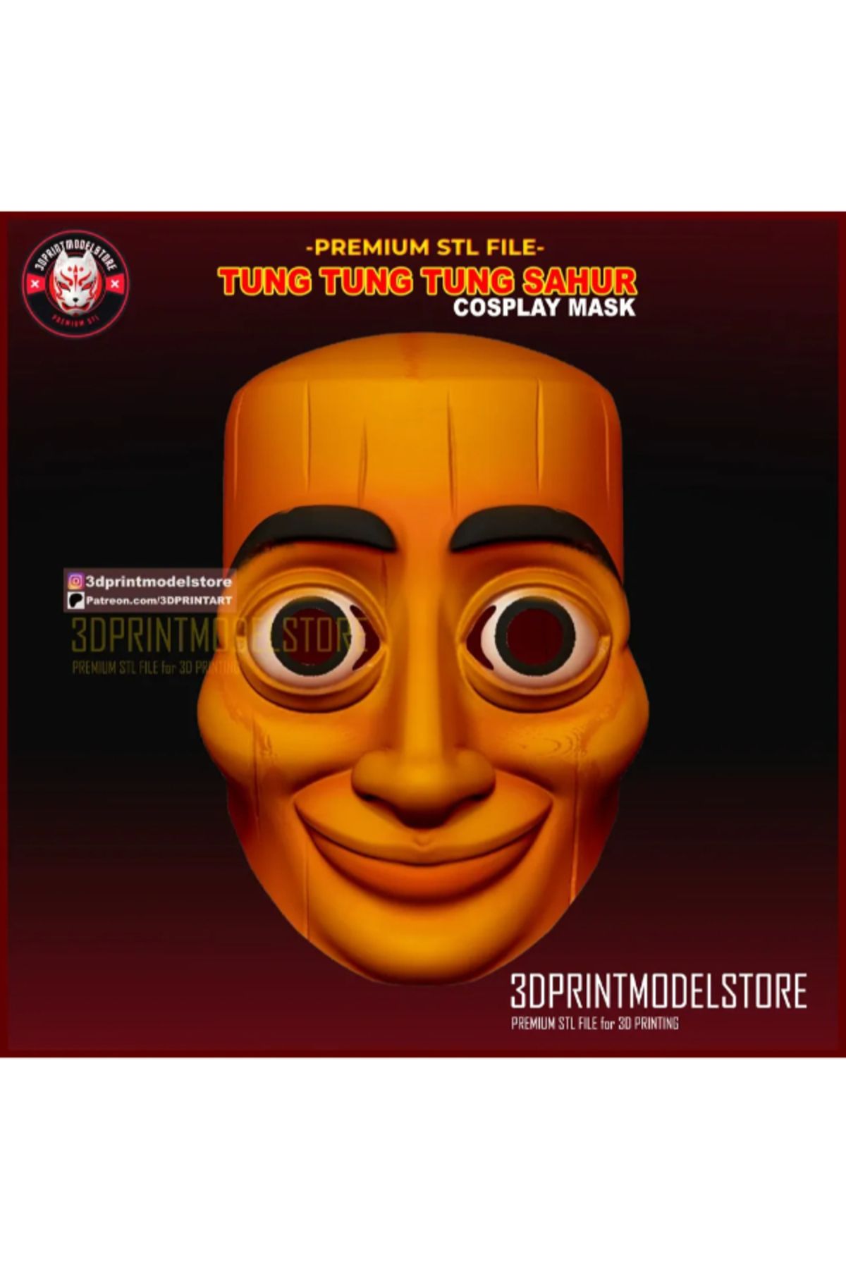 3d model s Tung Tung Tung Sahur Maskesi – Cosplay ve Halloween Tasarımı 3D Baskı