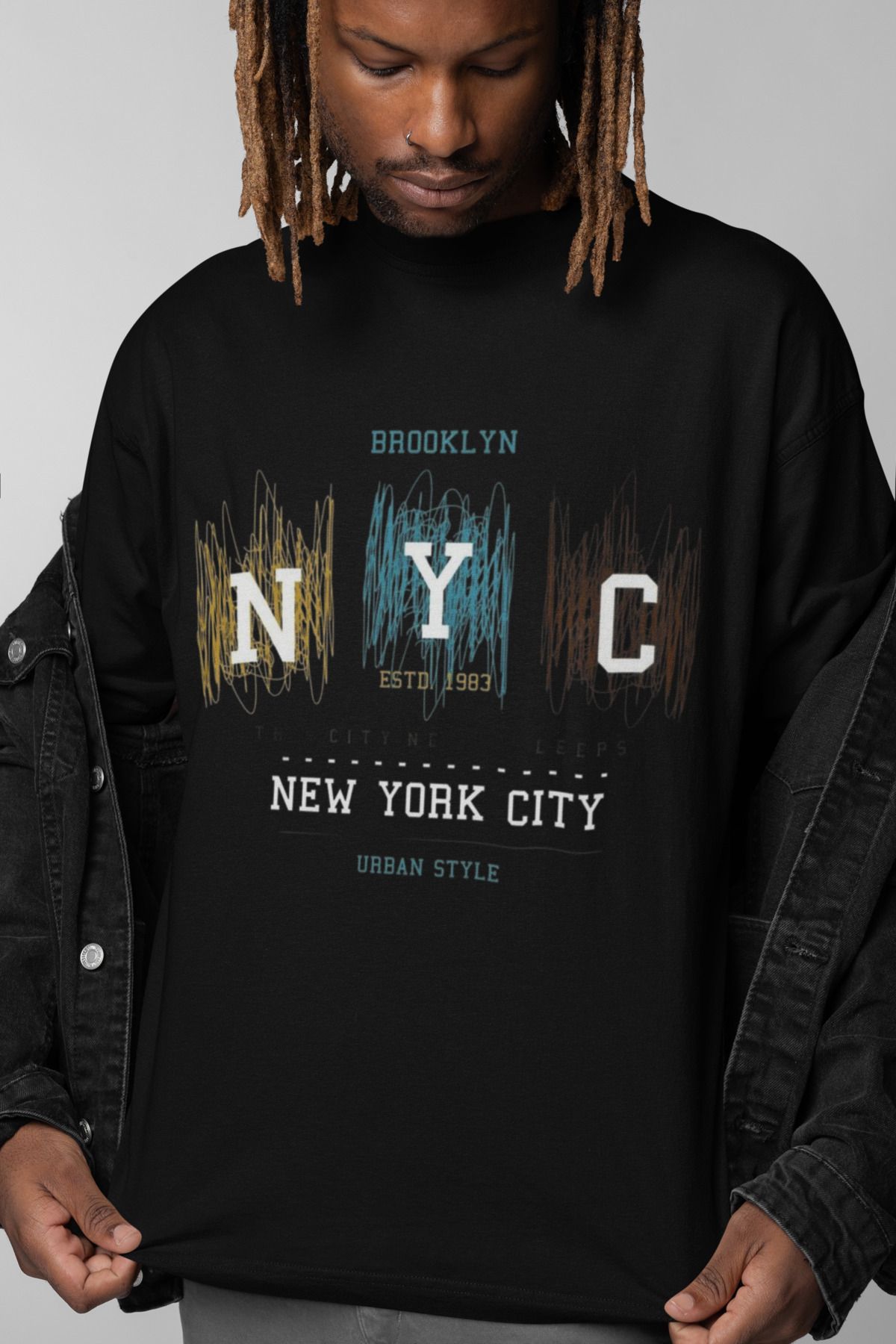 MAGORS NEW YORK CITY BASKILI BİSİKLET YAKA PAMUKLU OVERSIZE KALIP KISA KOLLU ERKEK TSHIRT