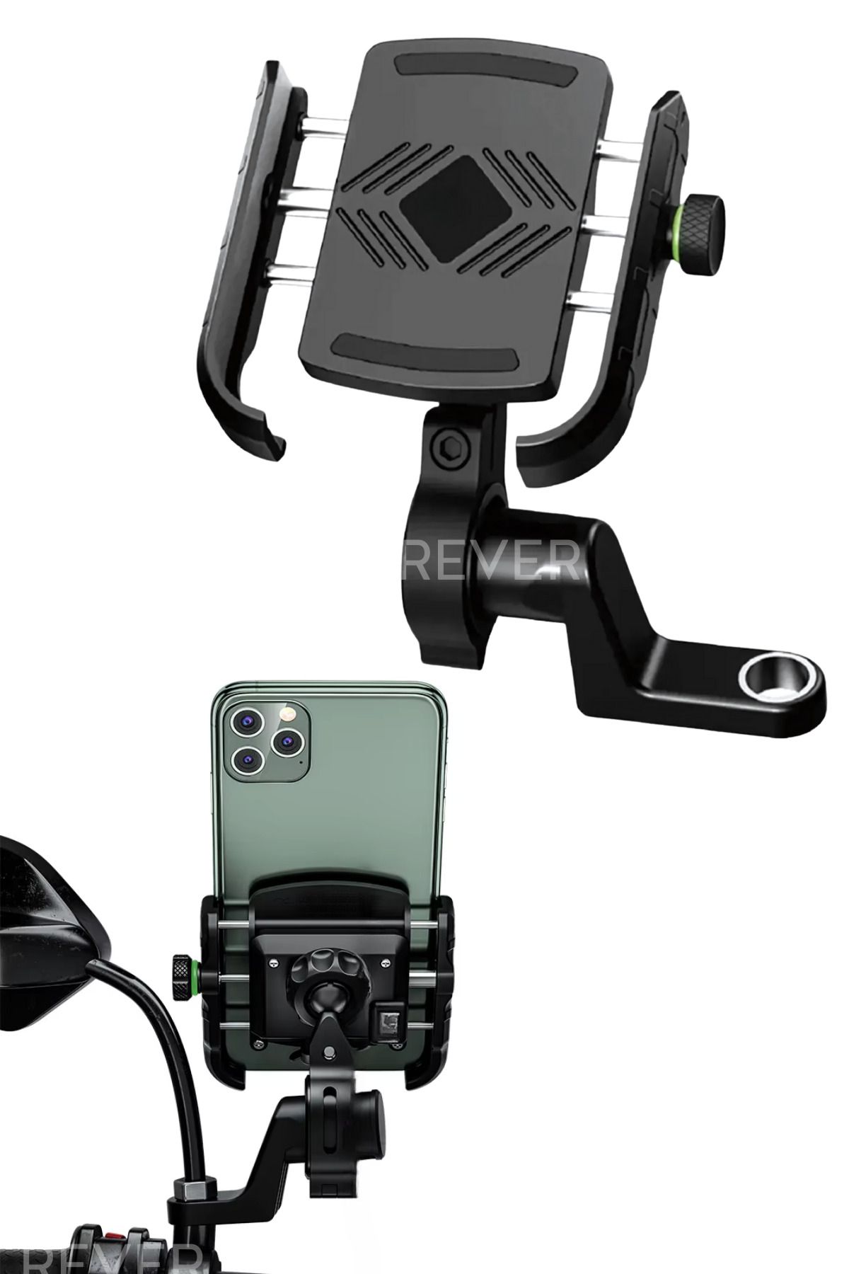 Rever Motosiklet Telefon Tutucu Gidon Ve Ayna Bağlantılı Motor Ve Bisiklet Uyumlu Telefon Tutucu