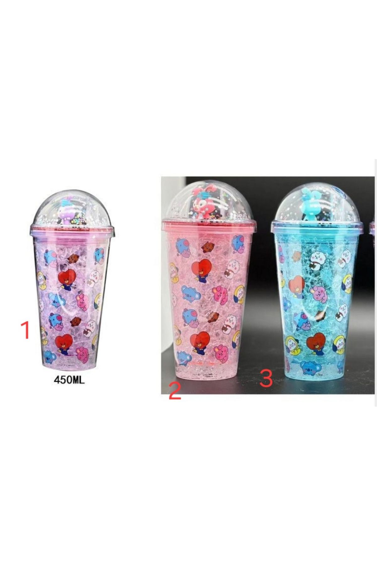 Honney Boutique-Led 3D Colorful Lighted Mica Water Bottle Flask Water Bottle Cocktail Glass with Straw Lighted Figure 2