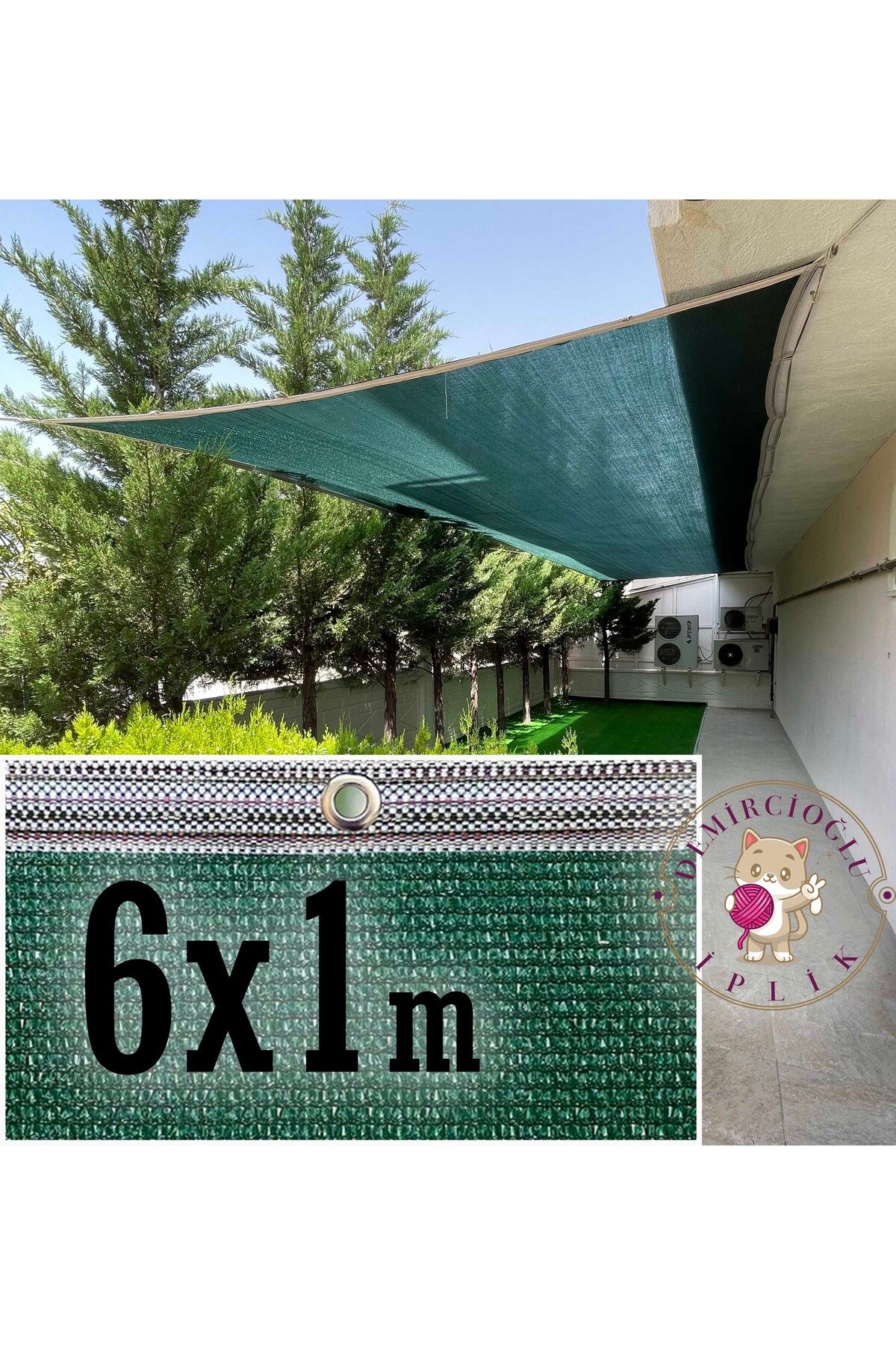 Demircioğlu İplik Gölgelik File 6 Metre'lik Seri- Gerçek %95 Sıklıkta- Kordon-kuşgözü - Branda-gölgelik file