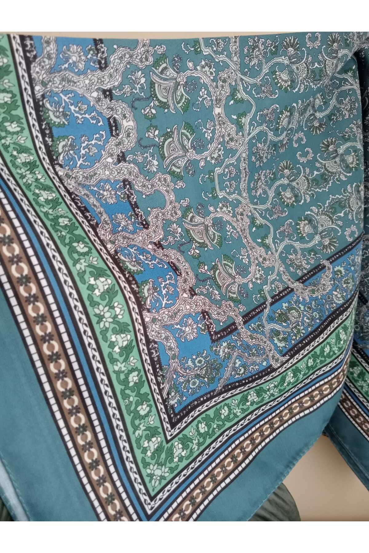Sina İpek Pamuklu Etnik Desenli Şal