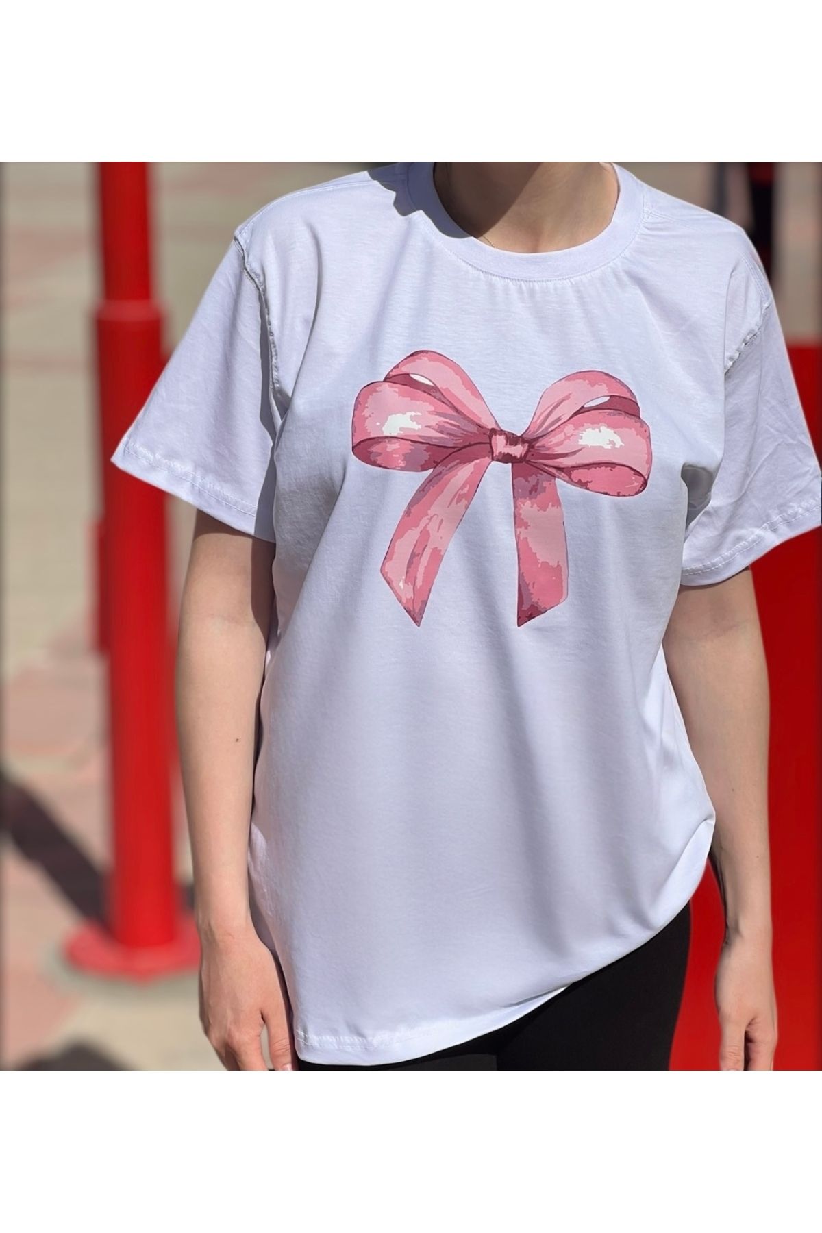 sweet&sweat Kurdele Baskılı Sıfır Yaka Basic T-shirt