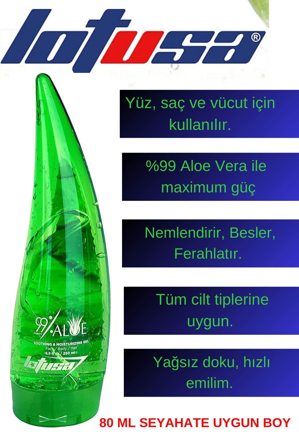 BioRLX Lotusa %99 Aloe Vera Gel 80ml (Seyahate Uygun Boy)