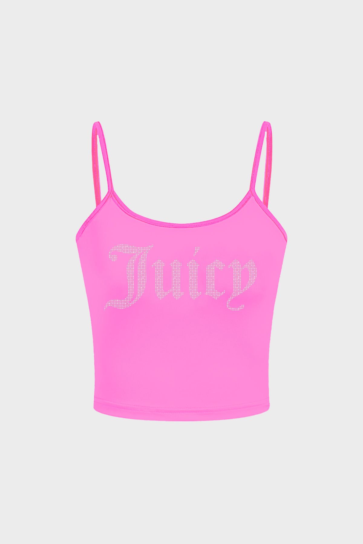 3 ROPE Juicy Taş Baskılı Rhinestone Kadın Tank Top Askılı Crop Bluz