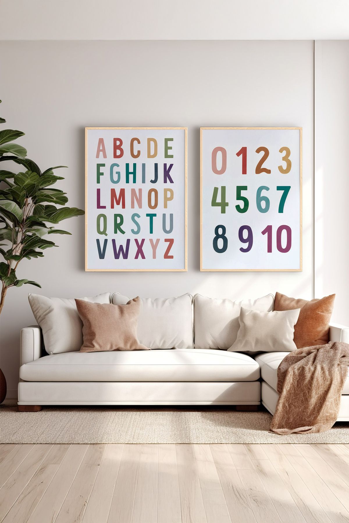 Artavessa 2 Parça Gerçek Ahşap Renkli Çerçeveli Tablo Seti - Model 43