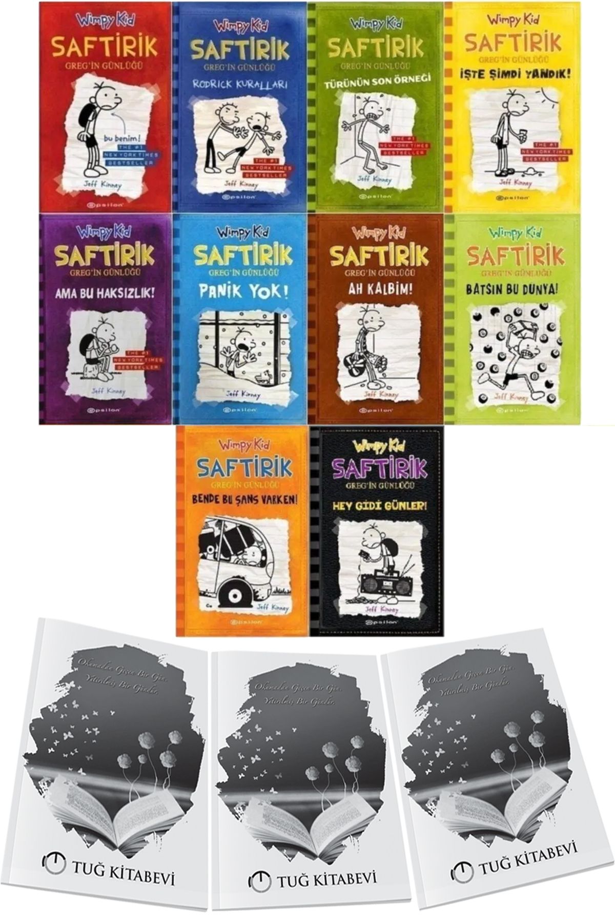 Epsilon Yayınevi Saftirik 10lu Set Jeff Kinney Ciltli + Hediyeli