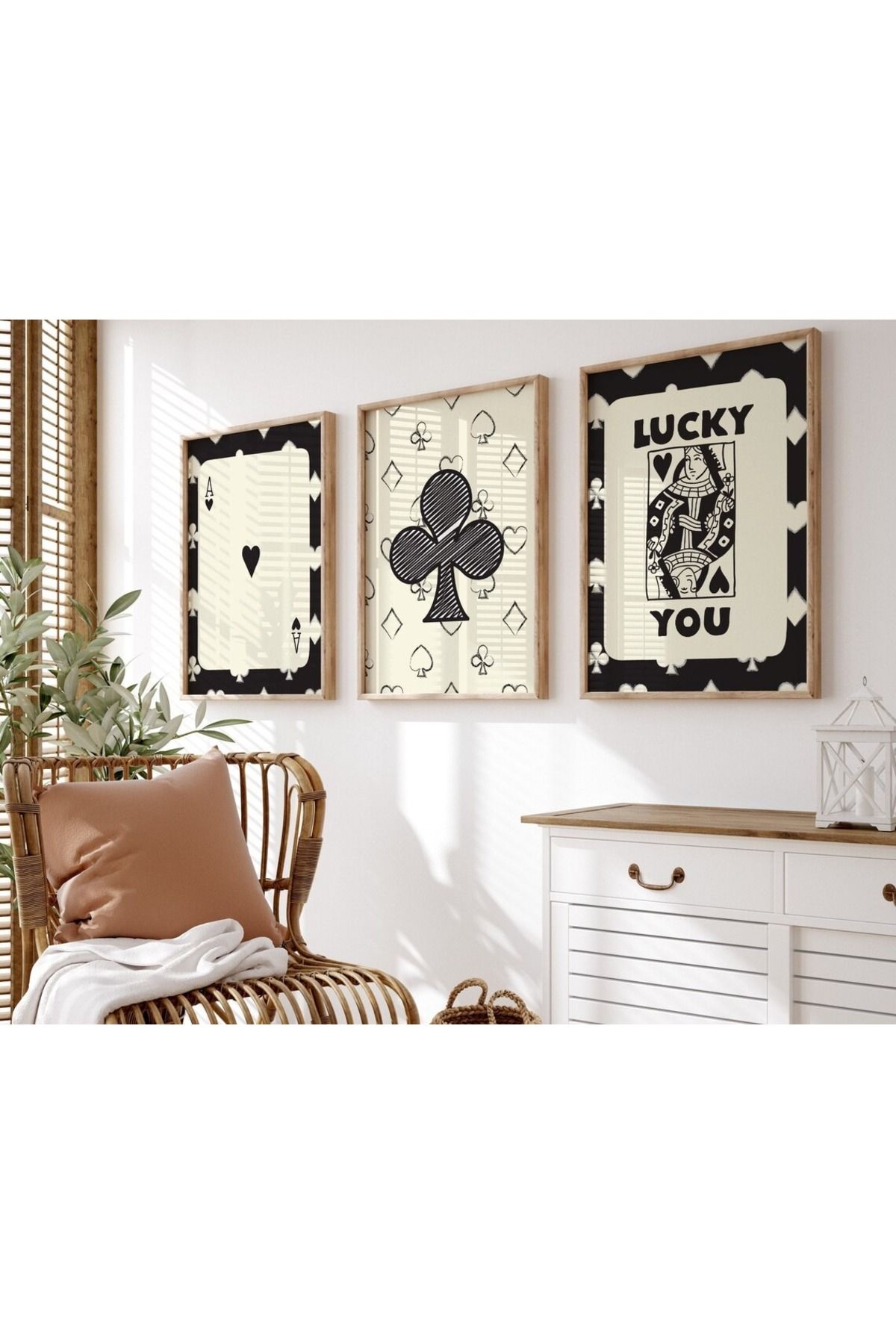 Dekorsiahome 3 Parça Ahşap Çerçeveli Oturma Odası Salon Mutfak Tablo Seti SET3218